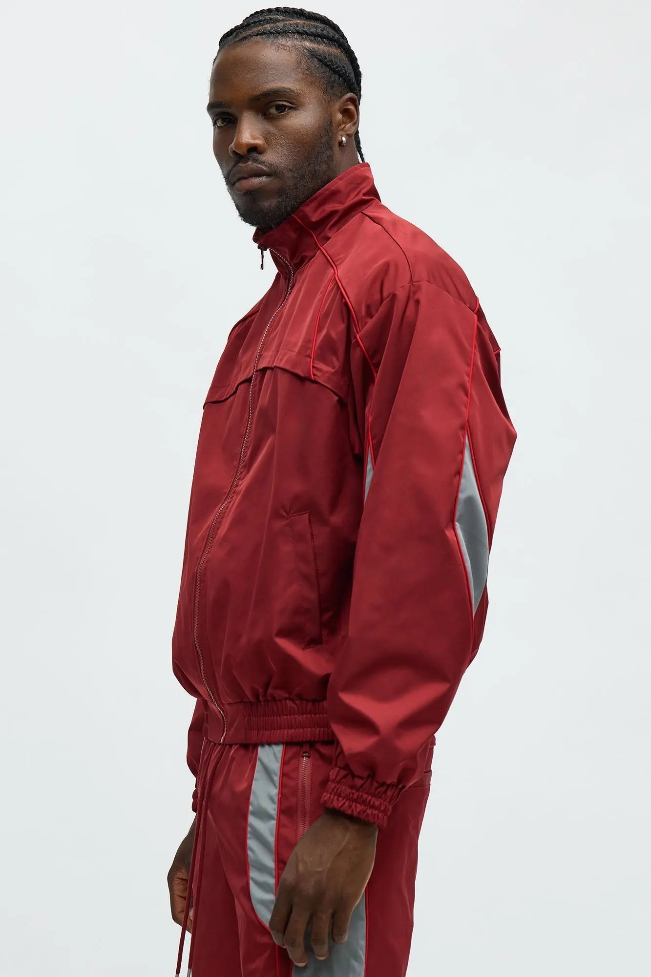 Washed Cut The Track Jacket - Red/combo
