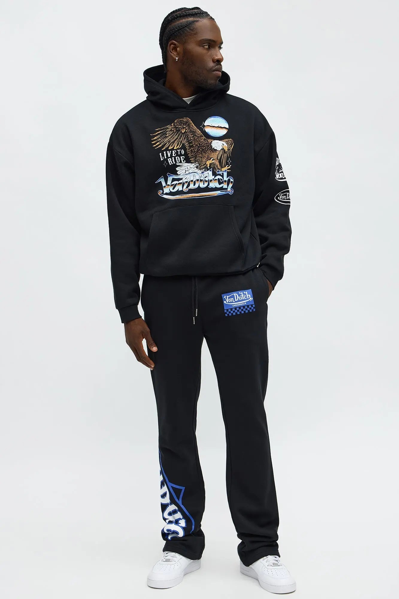 Von Dutch Live To Ride Oversized Hoodie - Black