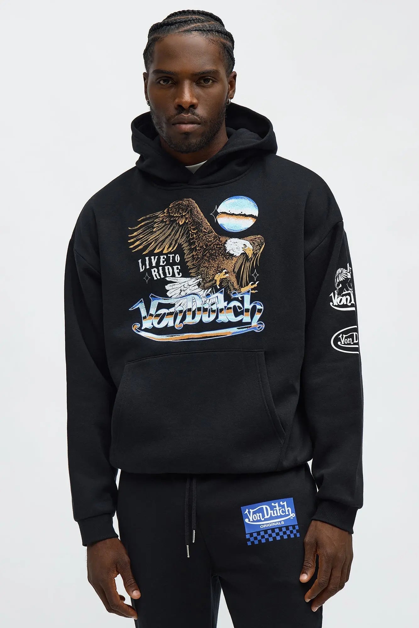 Von Dutch Live To Ride Oversized Hoodie - Black