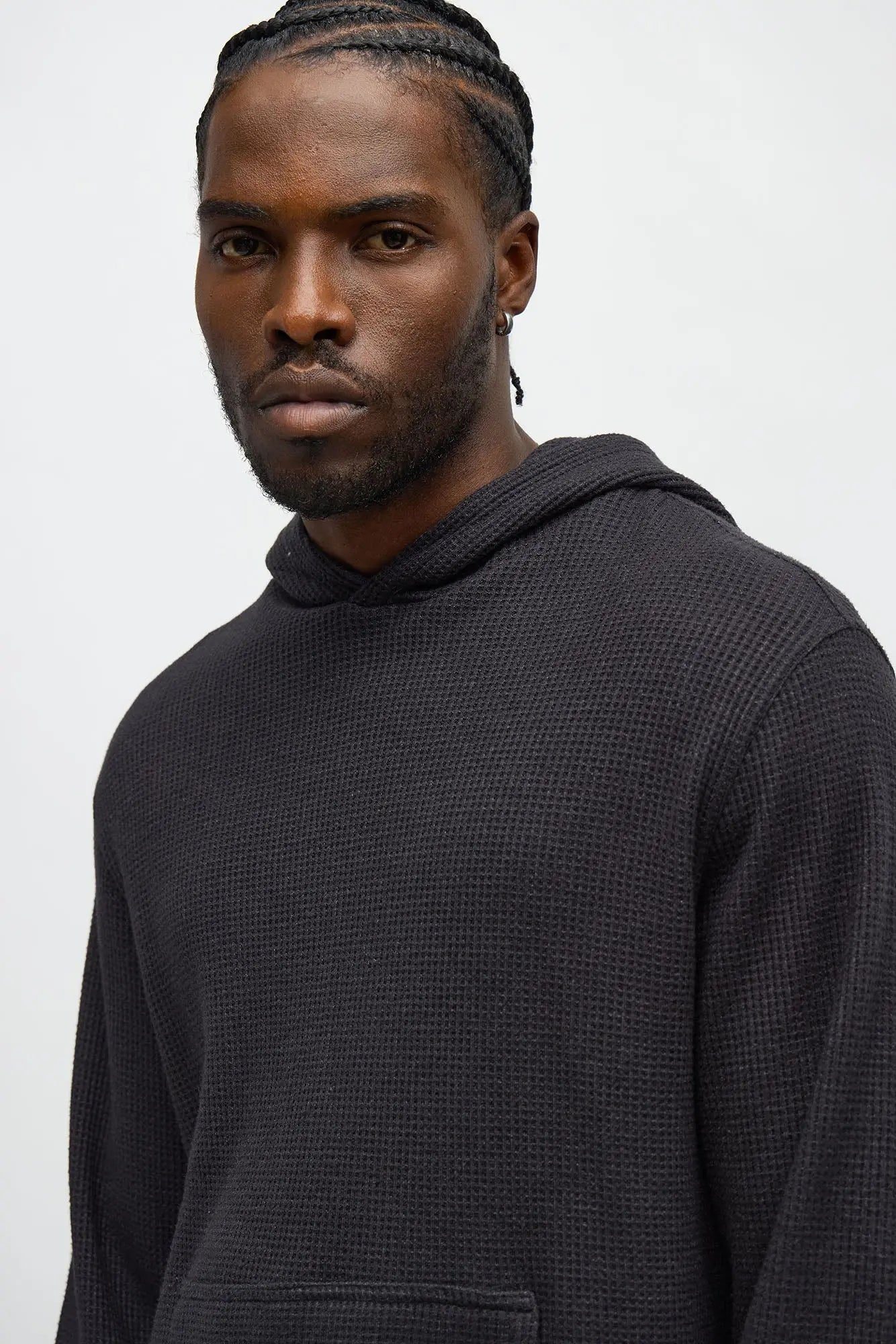 Cozy Waffle Textured Hoodie - Charcoal