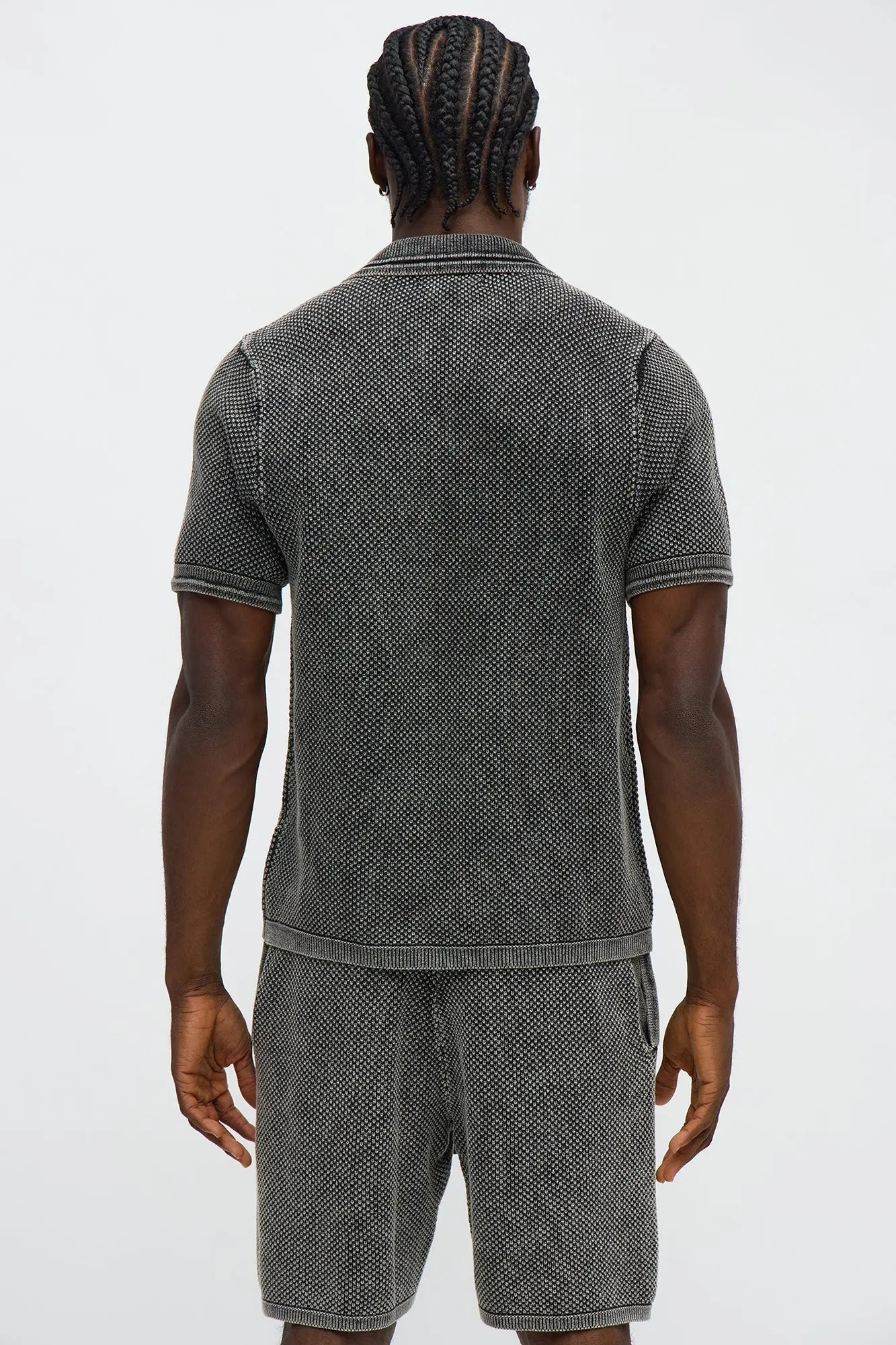 Washed Short Sleeve Button Up Shirt - Black Wash