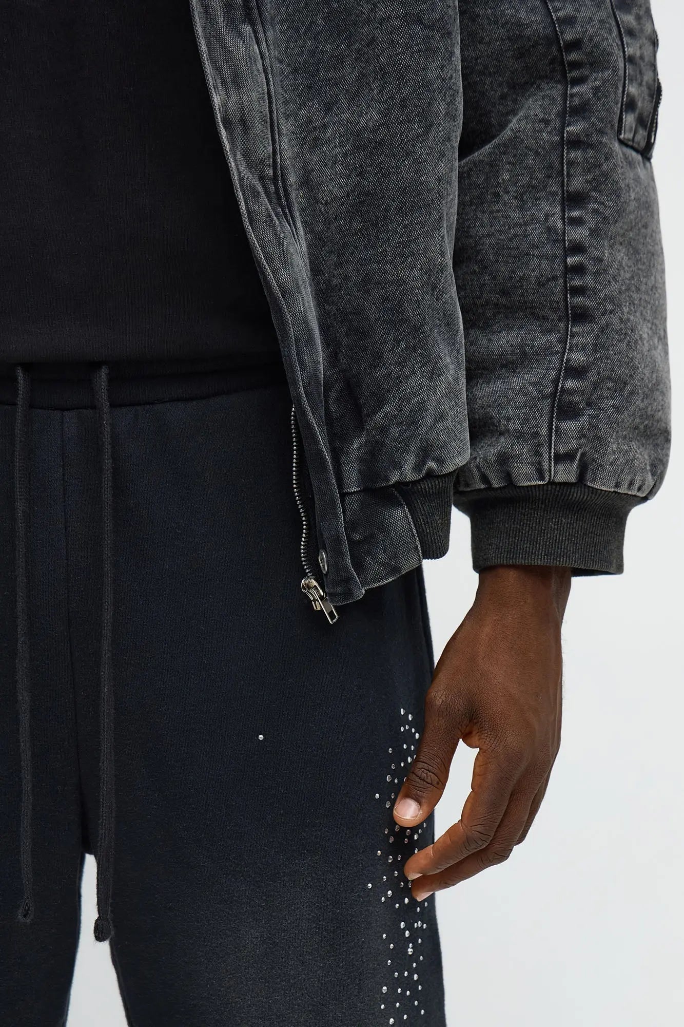Straight Cowboy Rhinestone Sweatpants - Black Wash