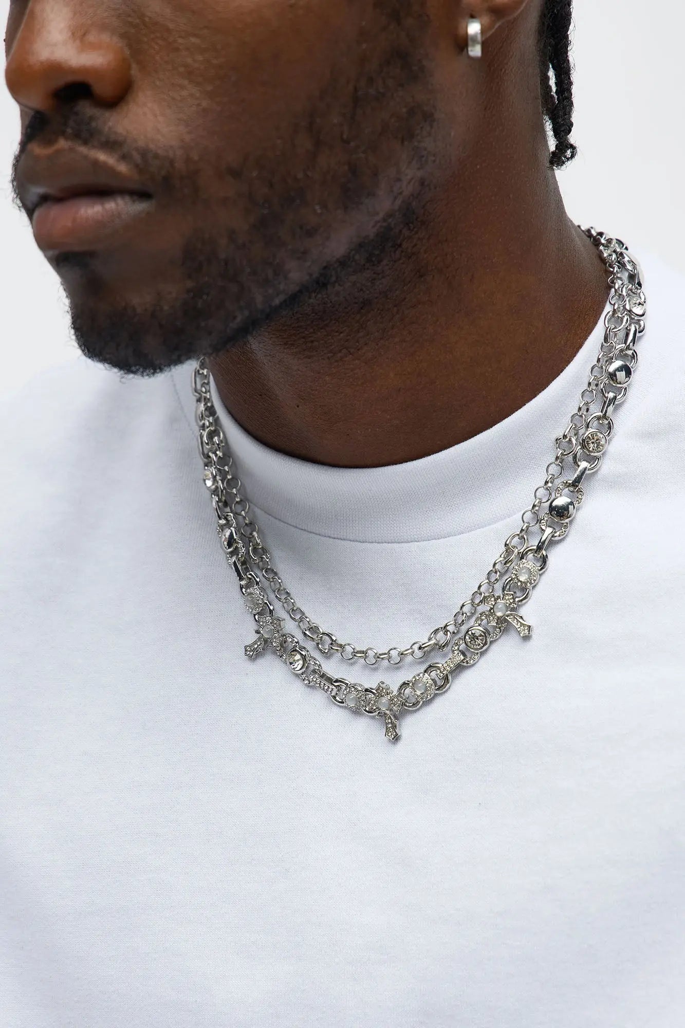 Cross Infinity link Necklace Set - Silver