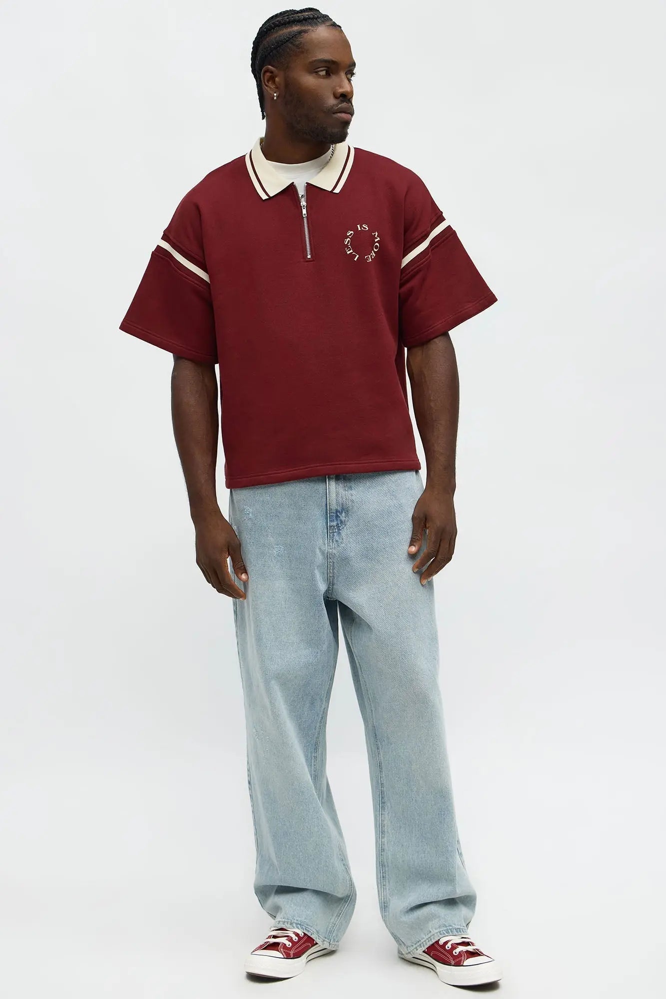 Less Is More Fleece Polo - Red/combo