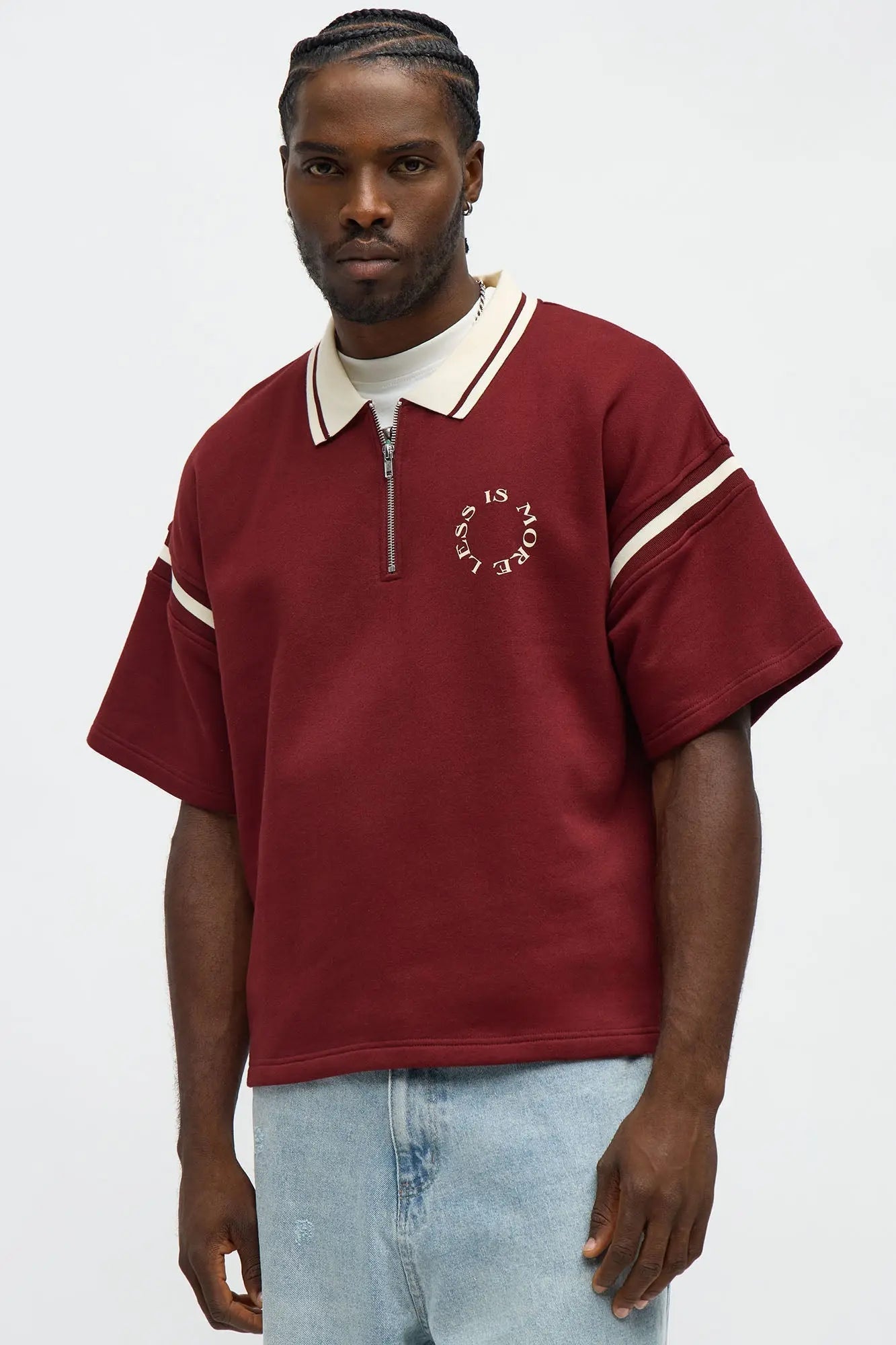 Less Is More Fleece Polo - Red/combo