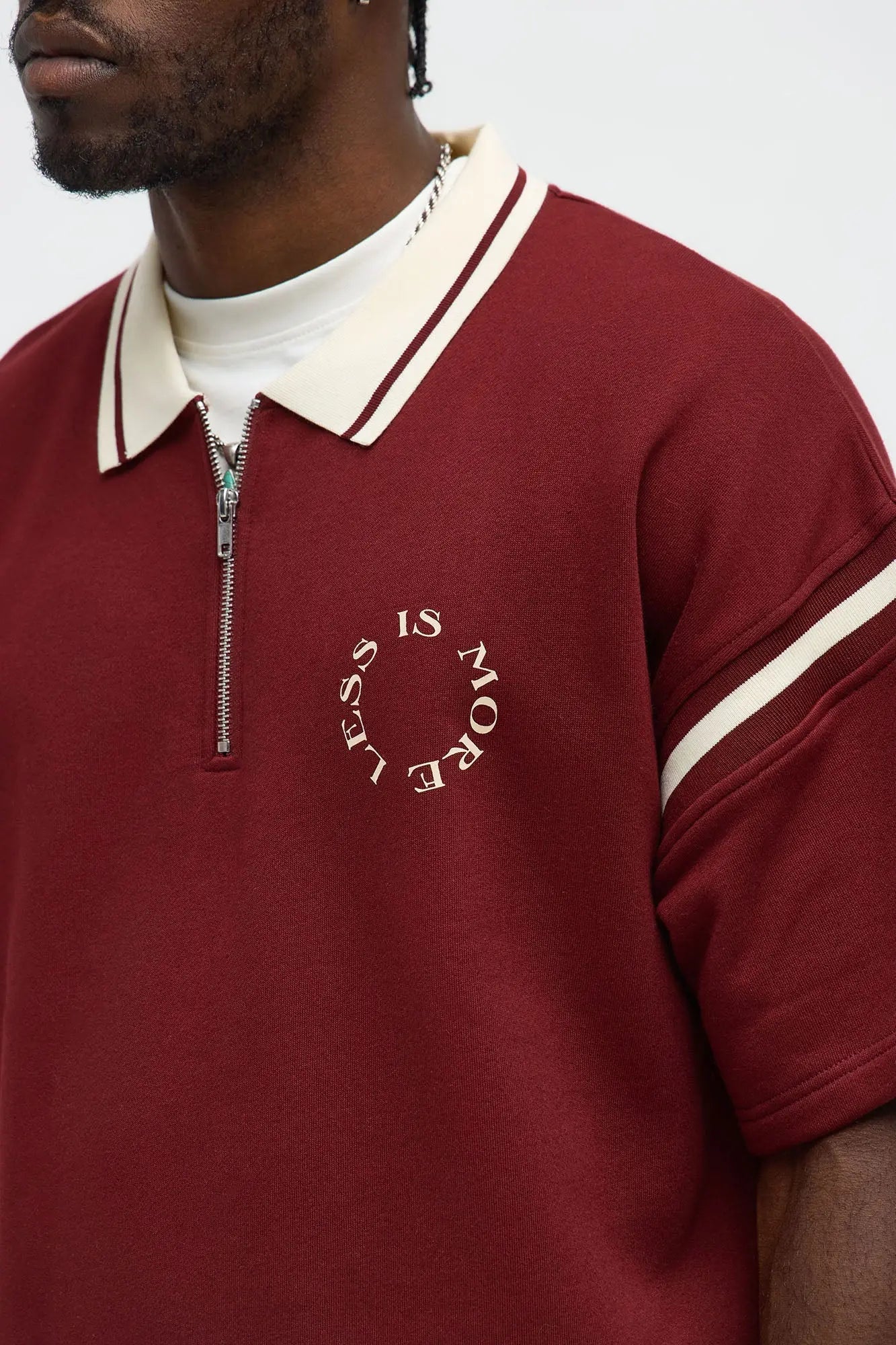 Less Is More Fleece Polo - Red/combo