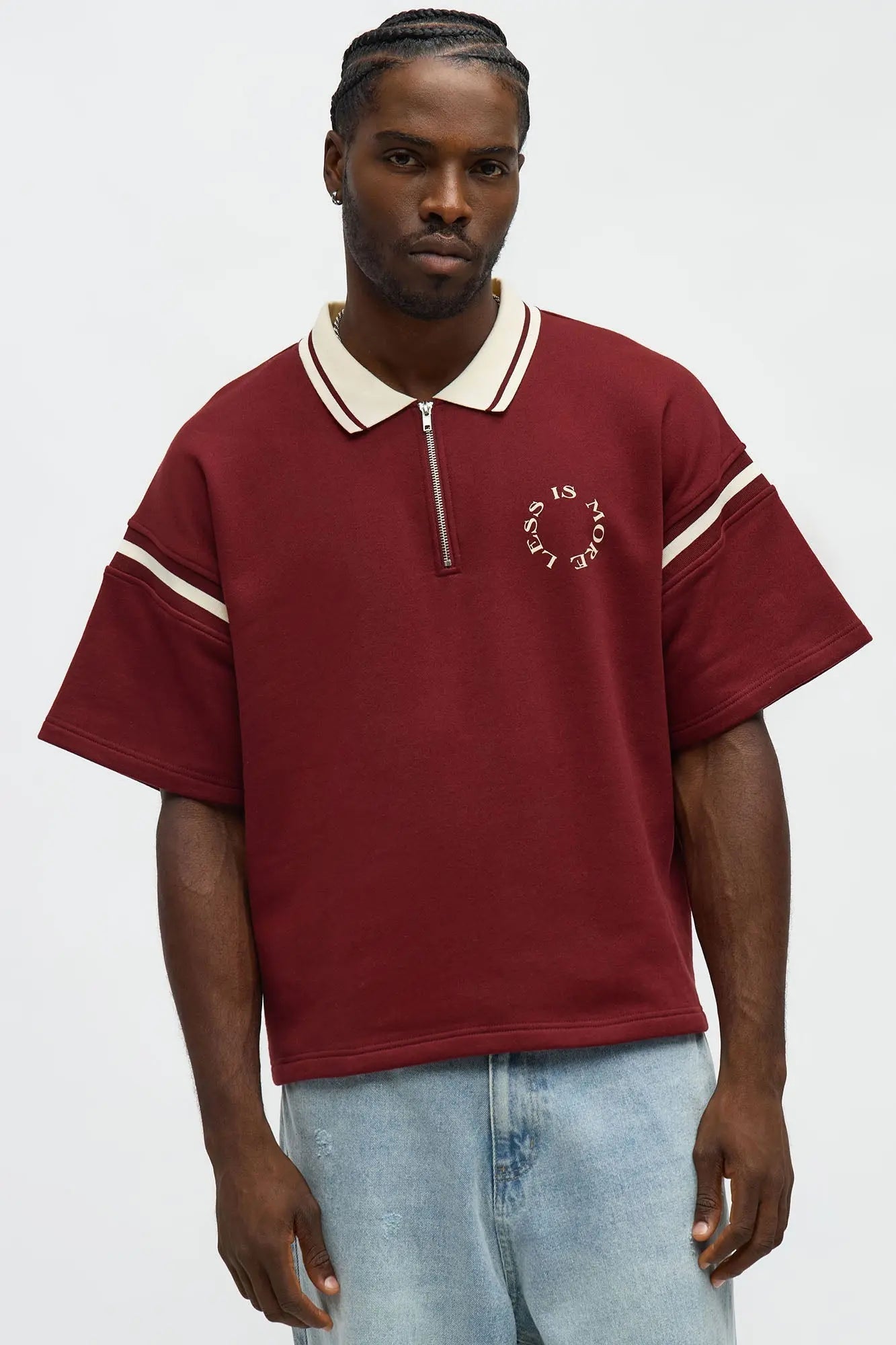 Less Is More Fleece Polo - Red/combo