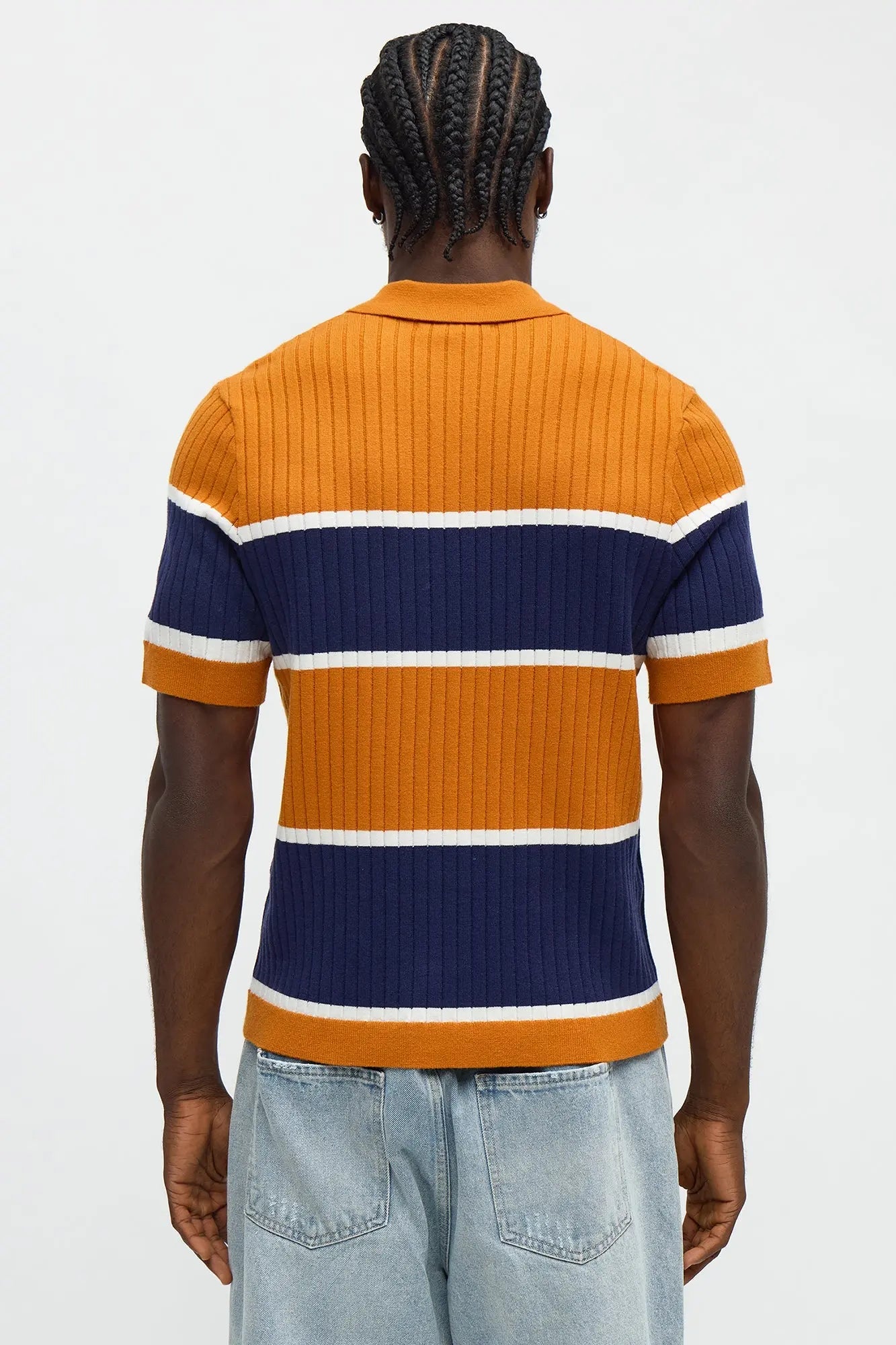 Belmont Ribbed Polo Shirt - Orange/combo
