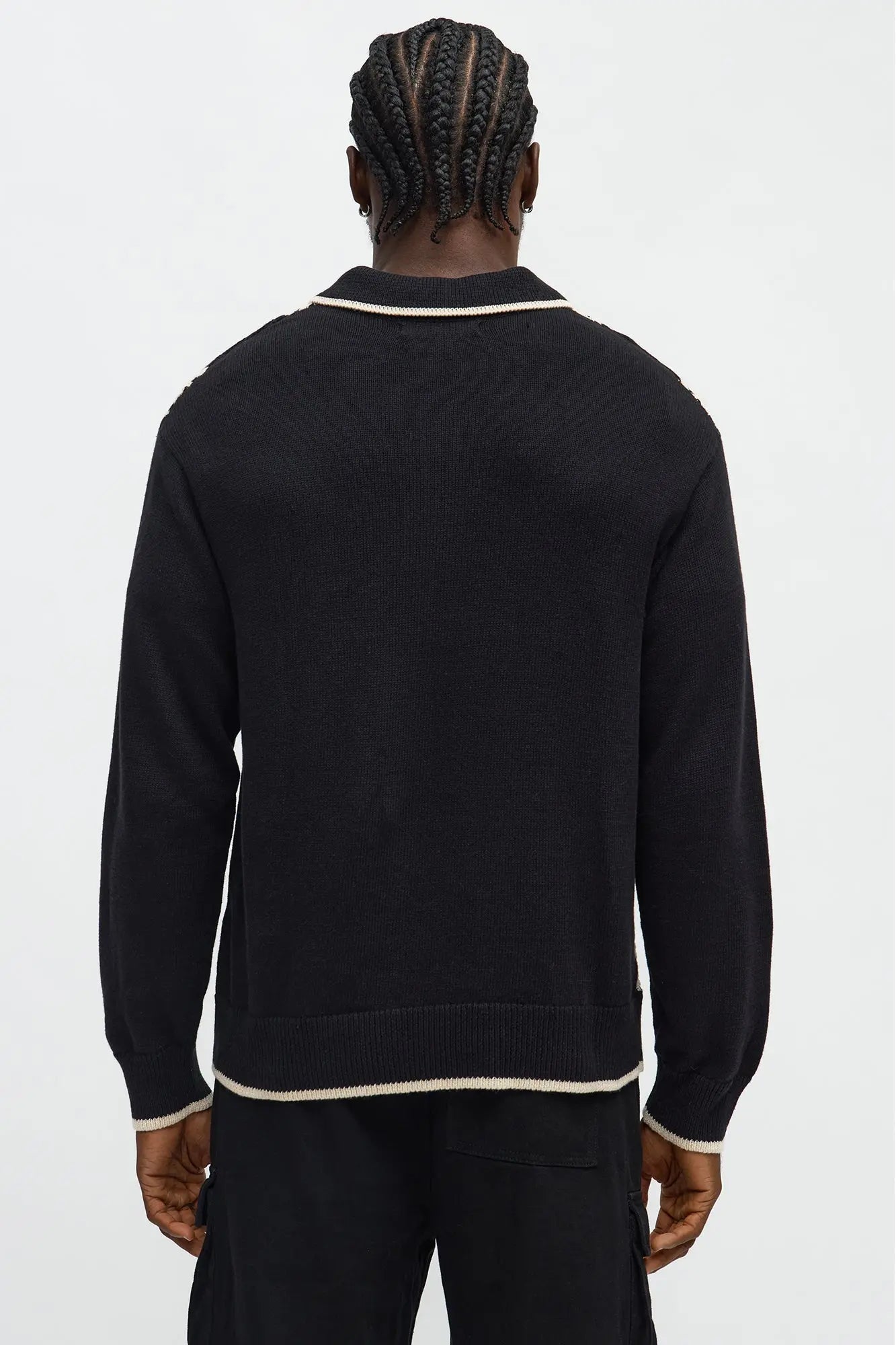Relaxed Skylines Collared Sweater - Black/combo