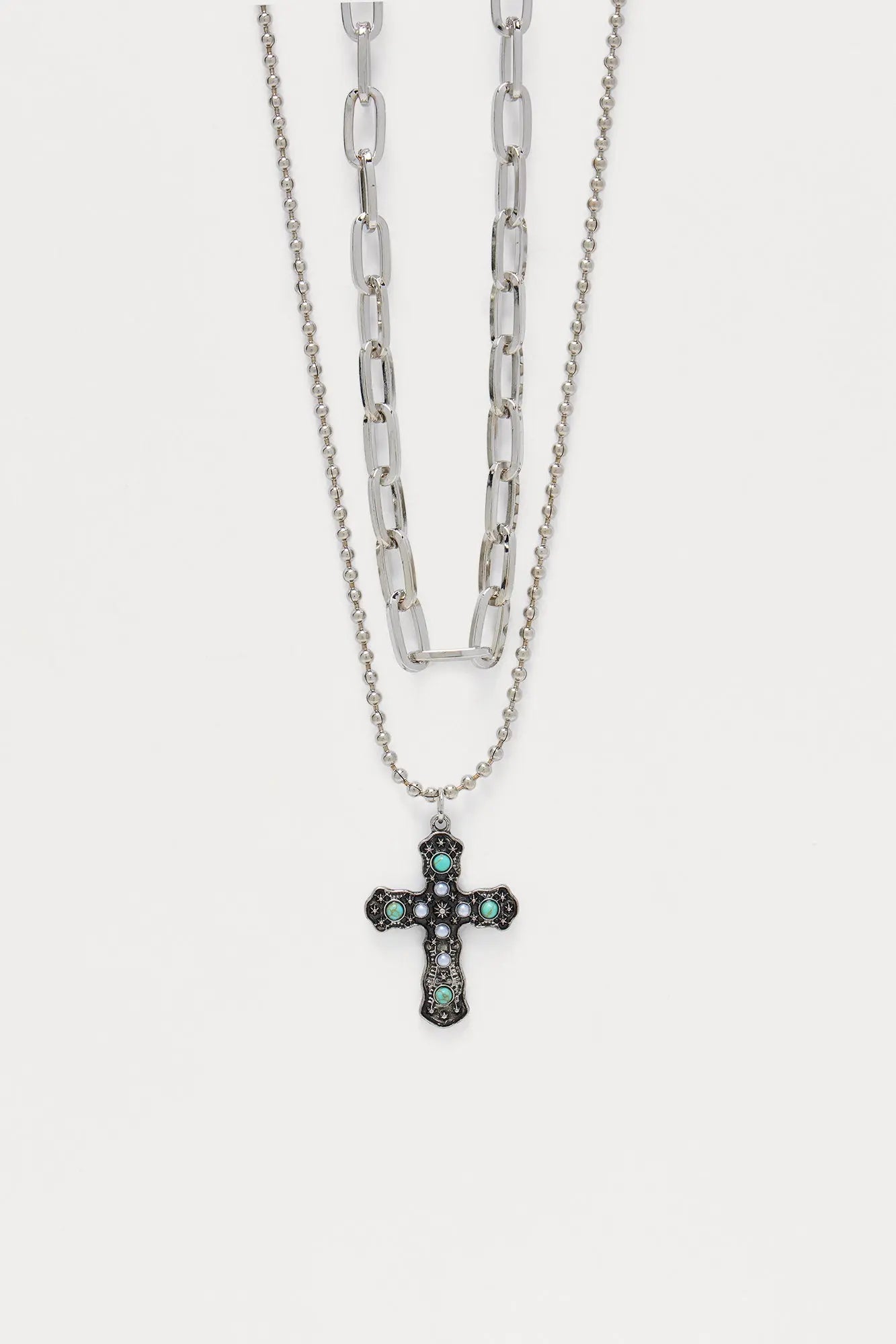 Wild One Pendant Necklace Set - Silver