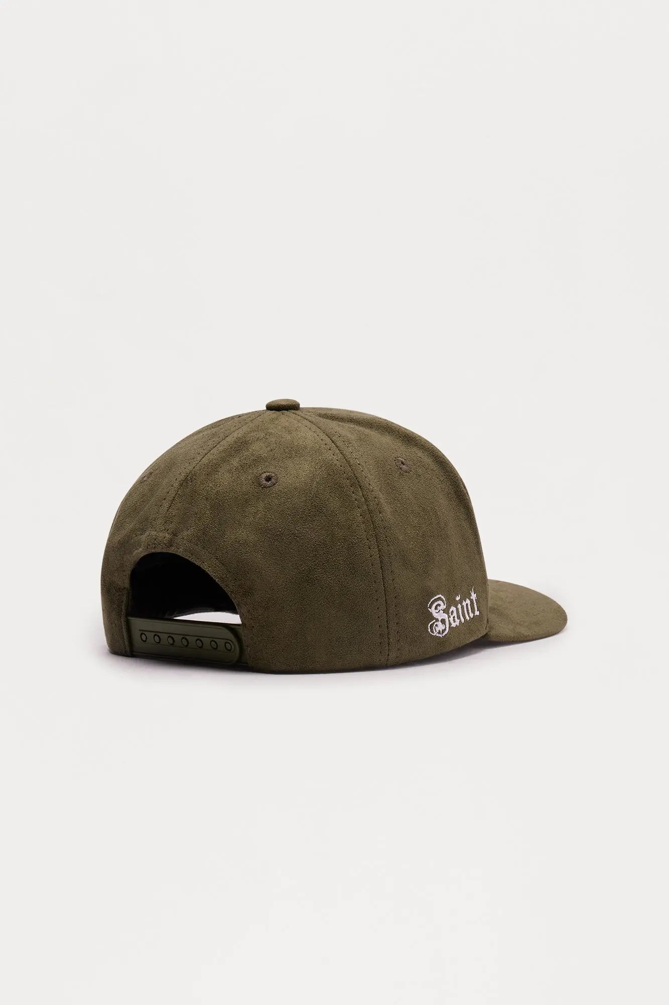 Cherub Embellished Faux Suede Structured Snapback Hat - Olive