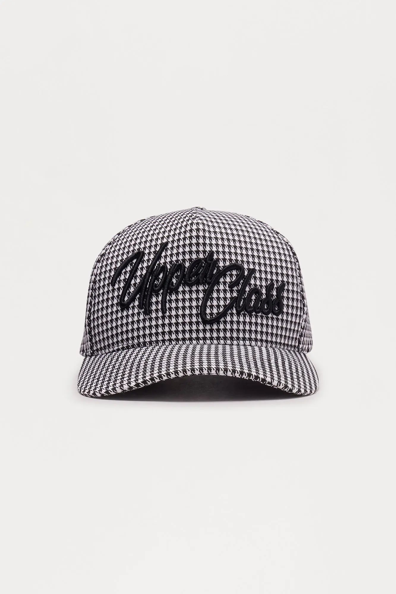 Upper Class Houndstooth Structured Snapback Hat - Black/White