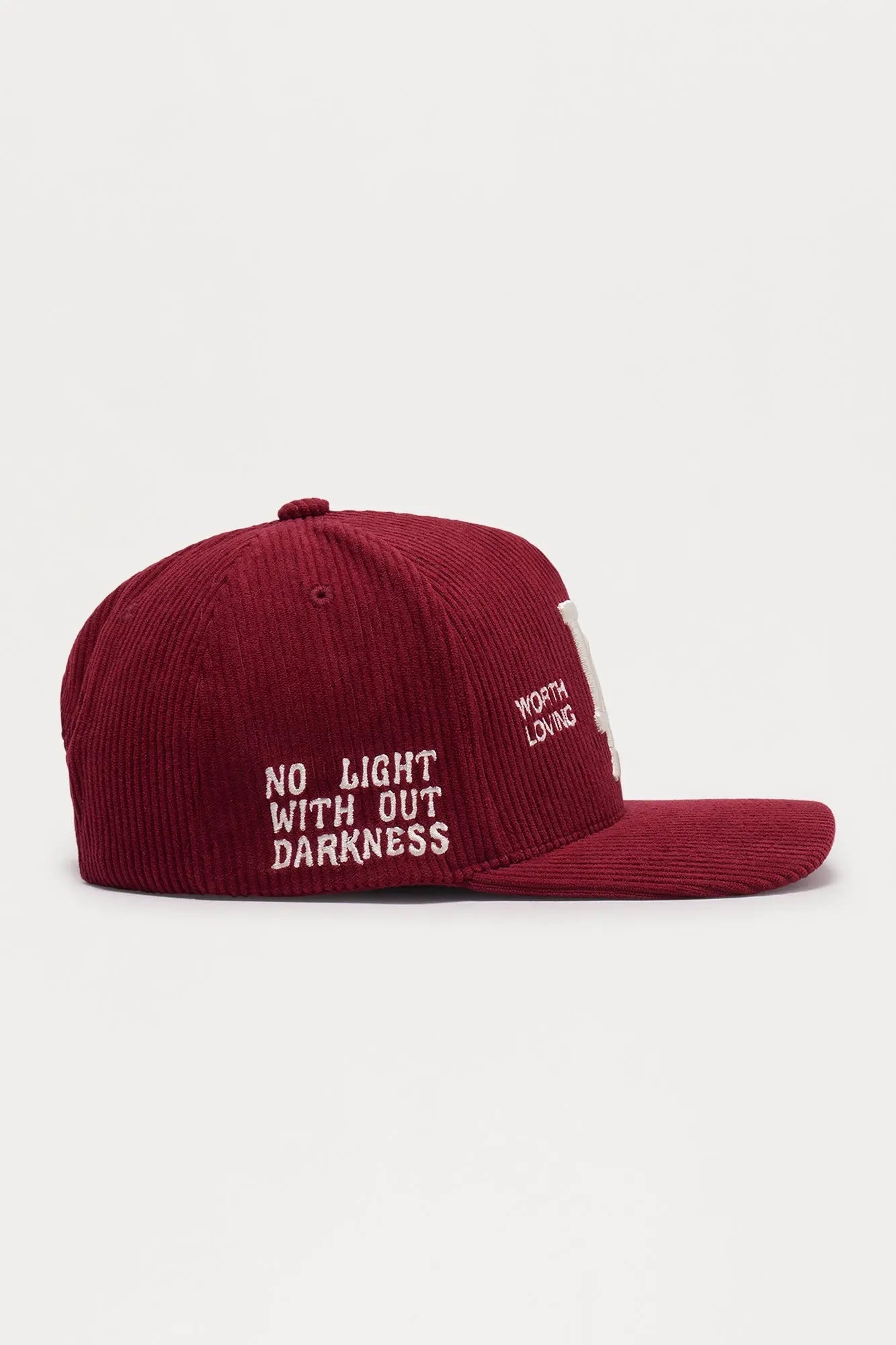 LA Heart Corduroy Structured Snapback Hat - Burgundy