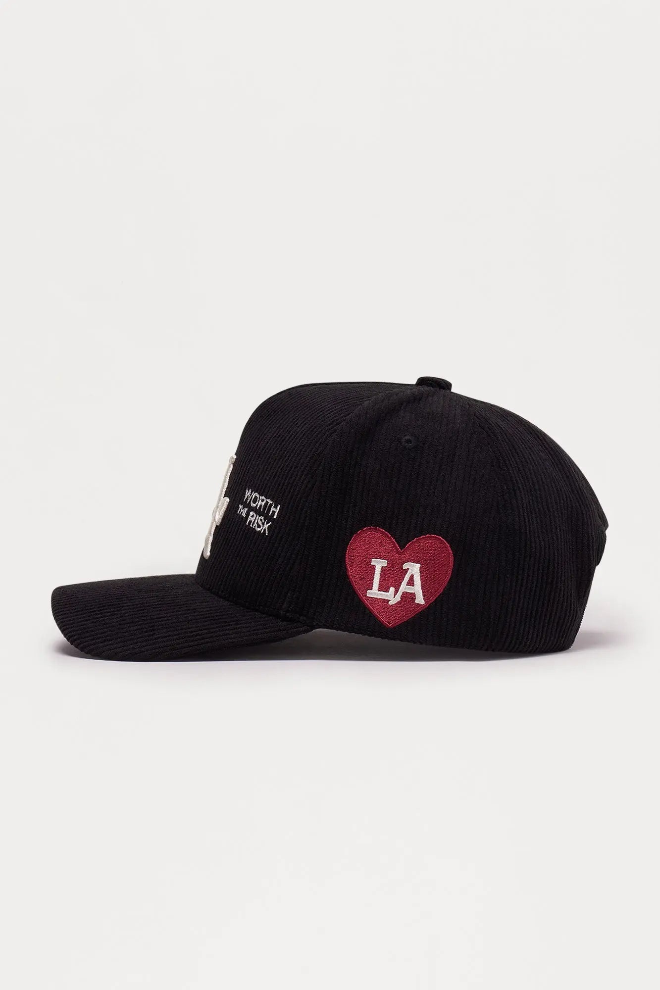 LA Heart Corduroy Structured Snapback Hat - Black