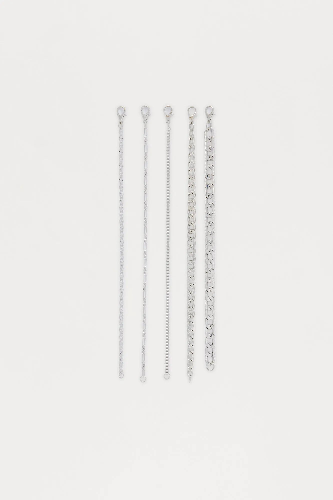 Sleek Style 5 Piece Bracelet Set - Silver