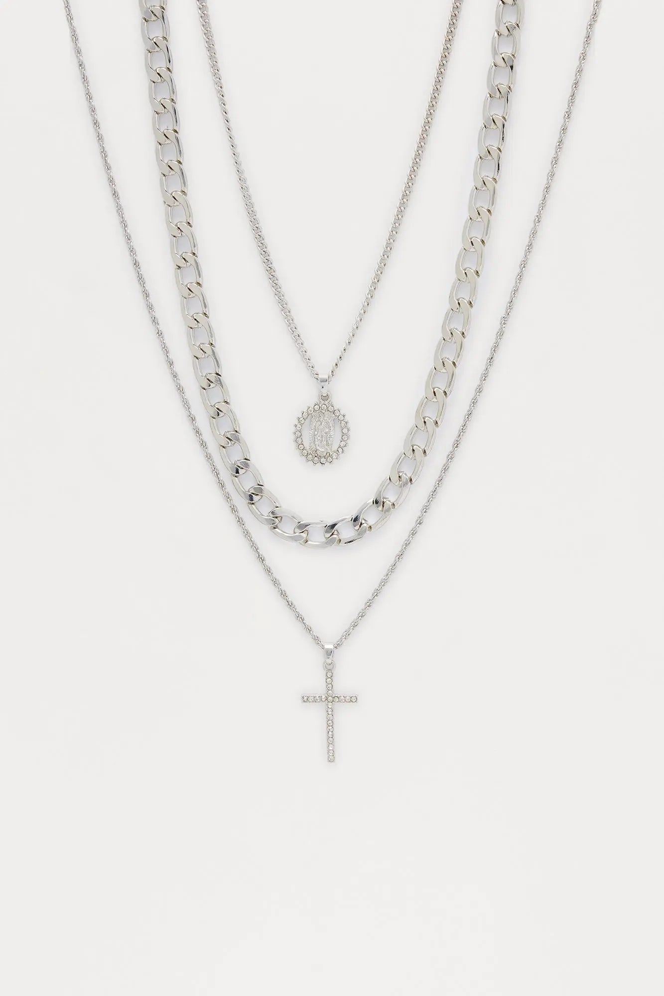 Challenger Pendant Necklace Set - Silver