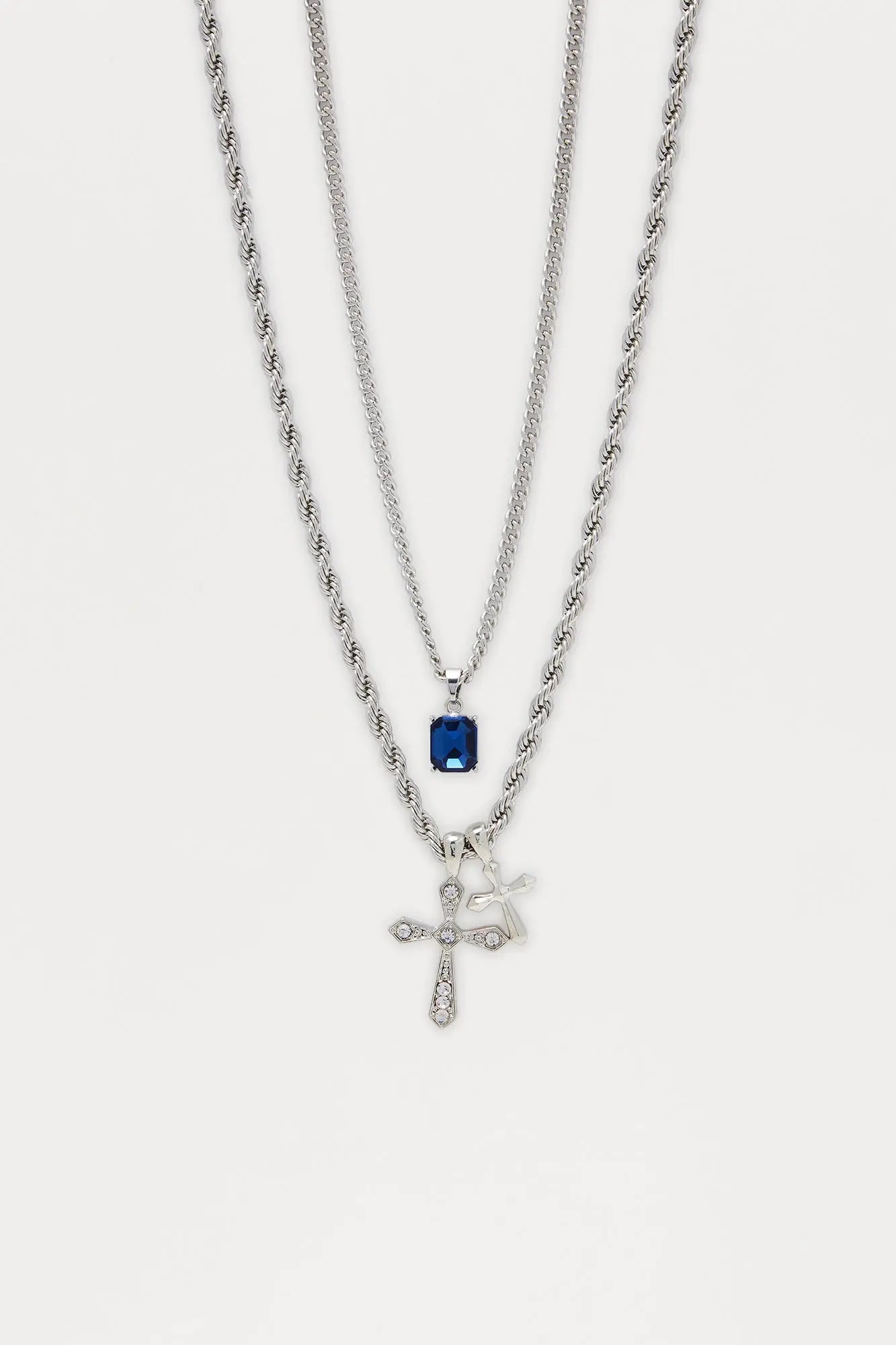 Fearless Pendant Necklace Set - Silver