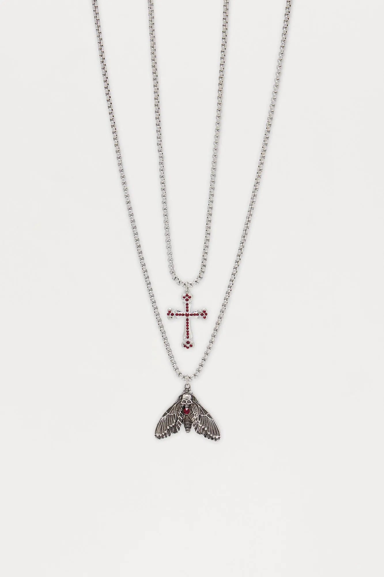 Memento Pendant Necklace Set - Silver