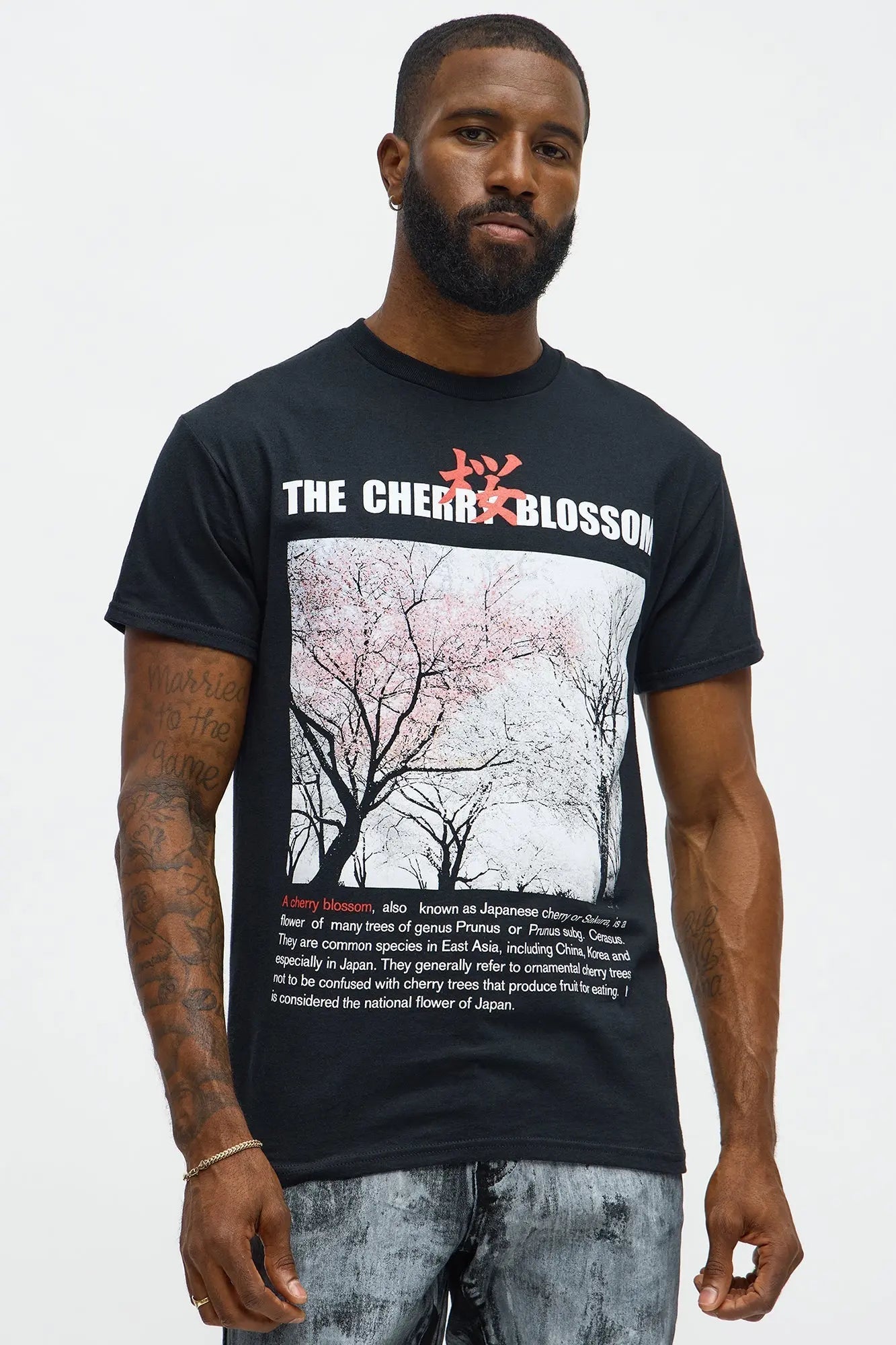 The Cherry Blossom Short Sleeve Tee - Black