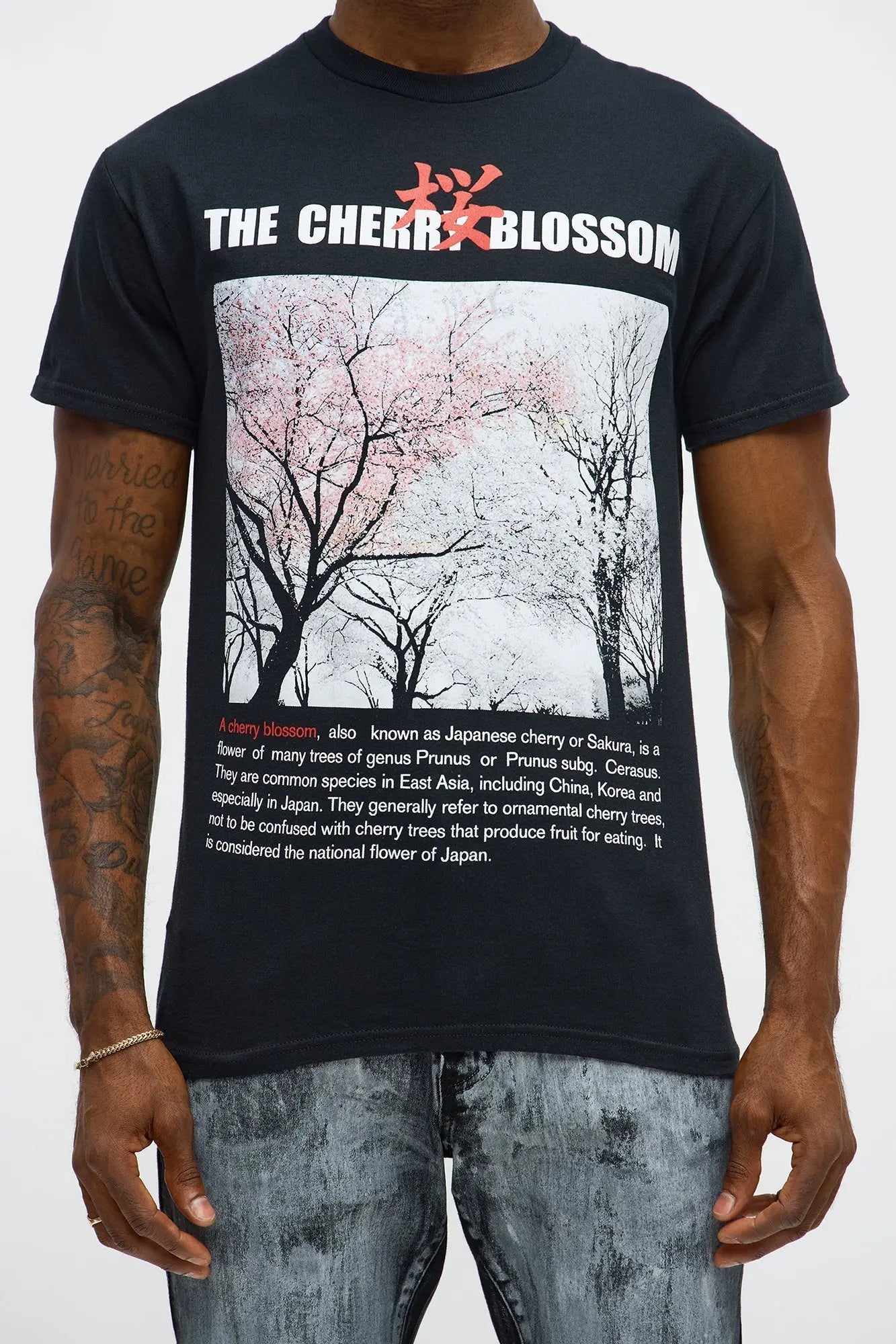 The Cherry Blossom Short Sleeve Tee - Black