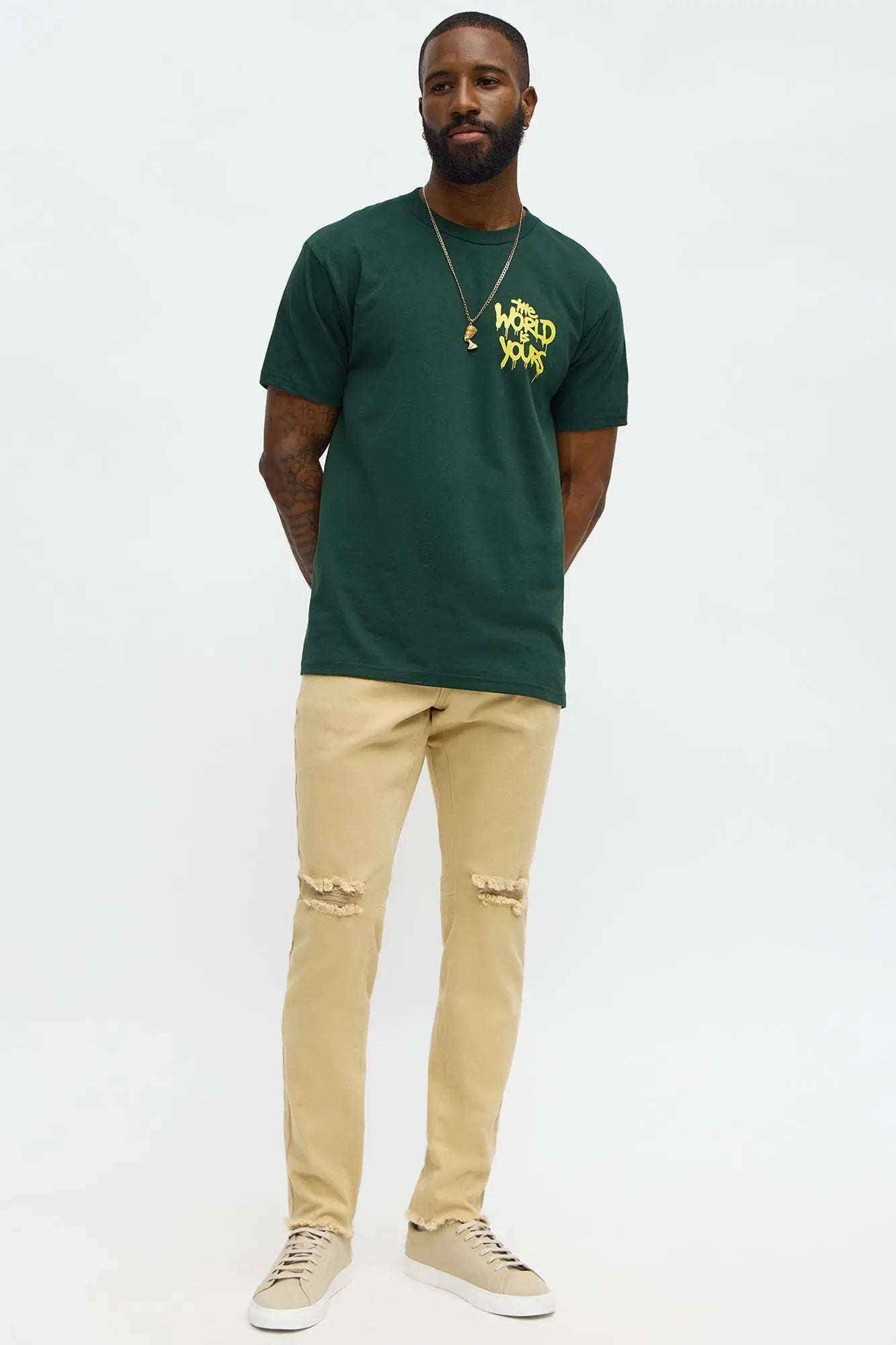 Stacked Skinny Staying Busy Distressed Pant - Khaki