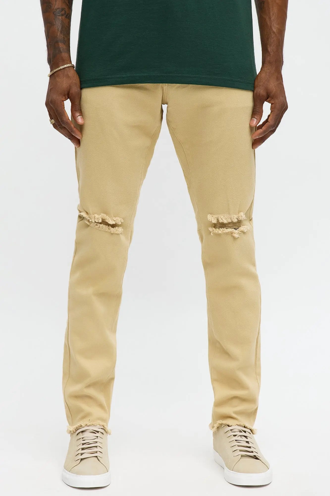 Stacked Skinny Staying Busy Distressed Pant - Khaki