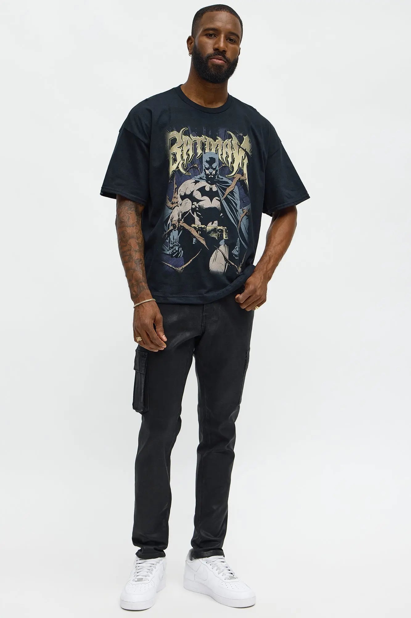 Skinny Down The Streets Waxed Cargo Jean - Black