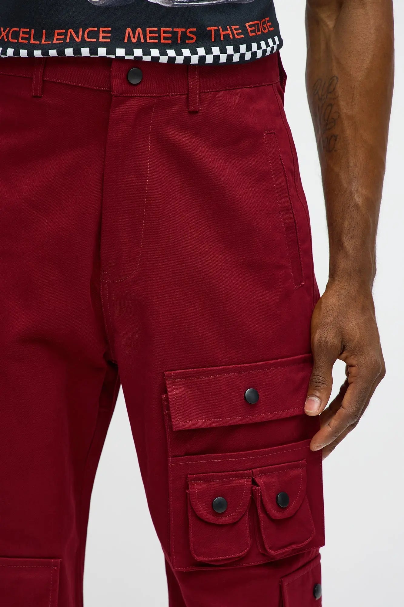 Slim Count On It Cargo Utility Pants - Burgundy