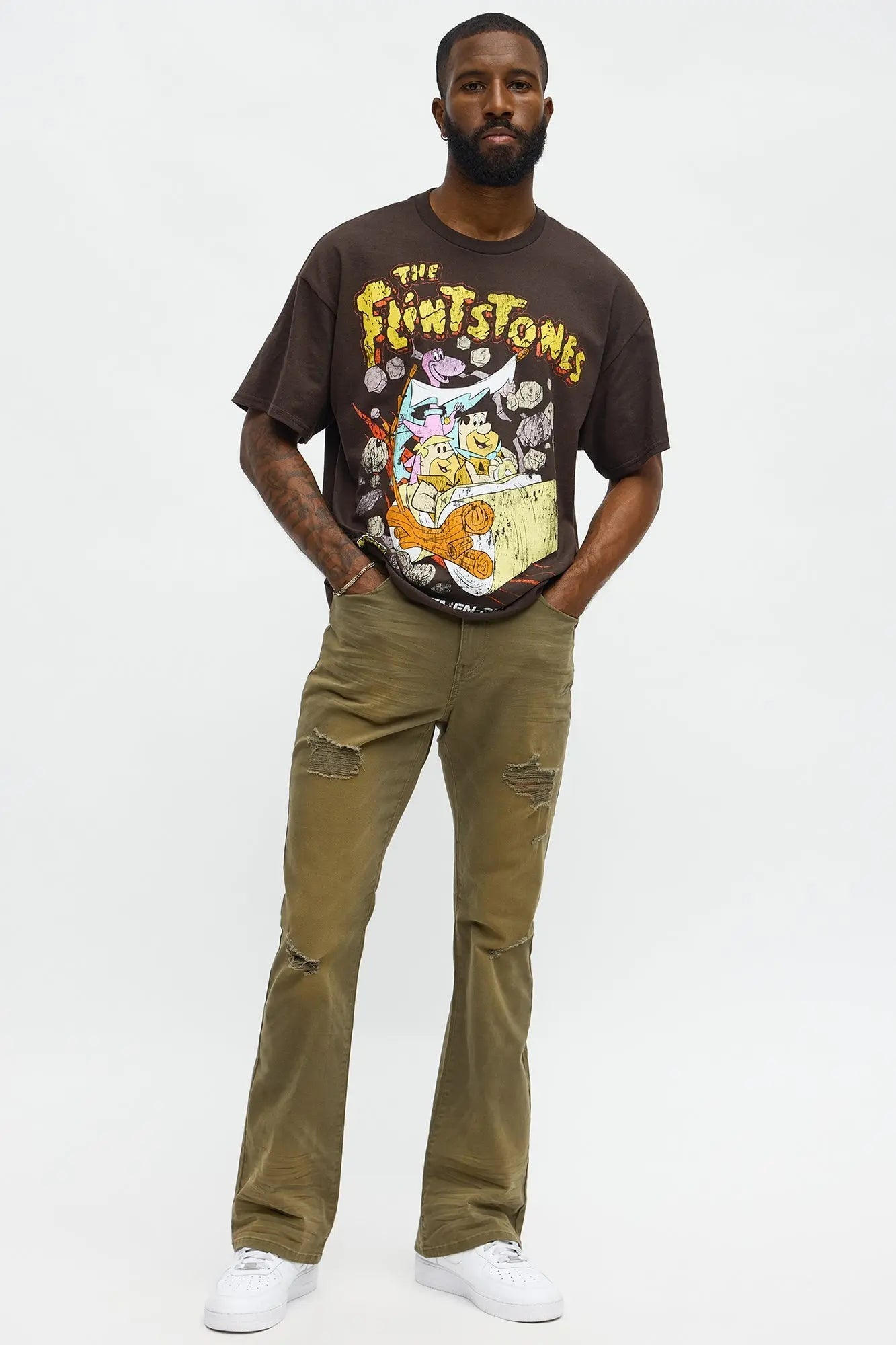 The Flintstones Boxy Short Sleeve Tee - Chocolate