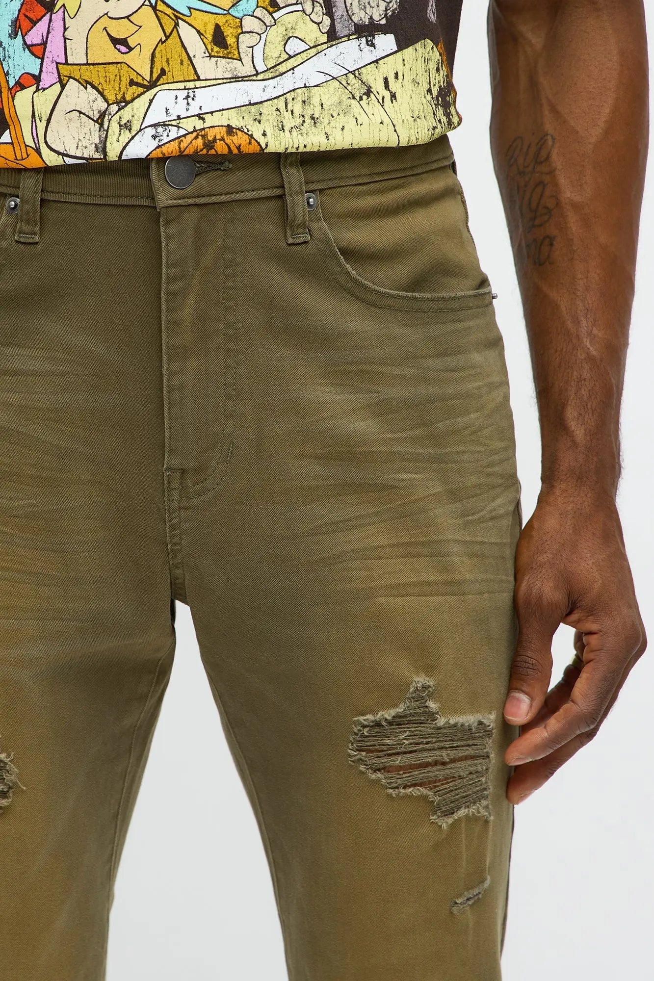 Stacked Skinny Flare Stay Fly Overdye Pant - Olive