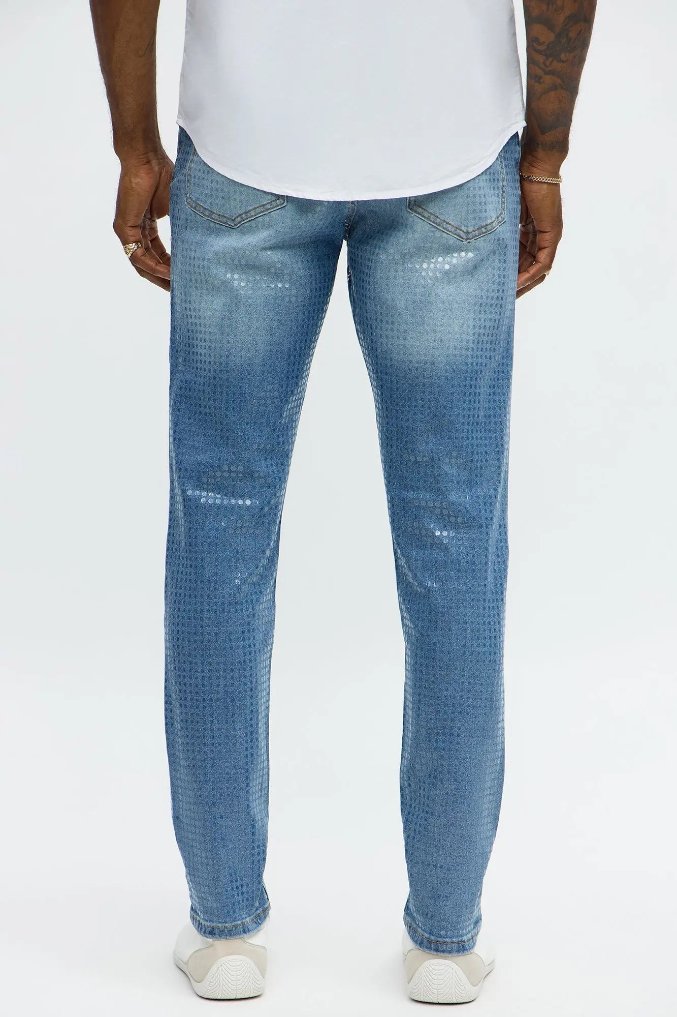 Skinny Dot Matrix Jean - Medium Wash
