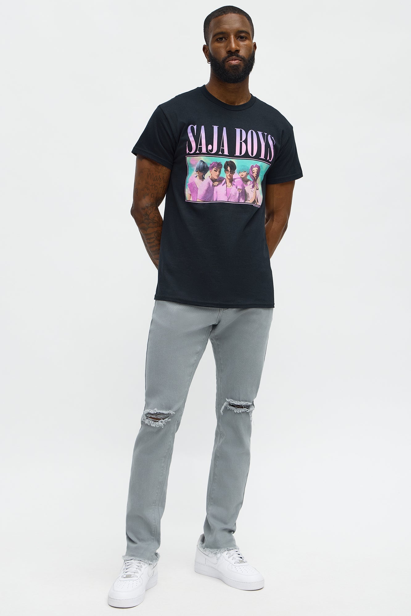 KPop Demon Hunters Saja Boys Short Sleeve Tee - Black