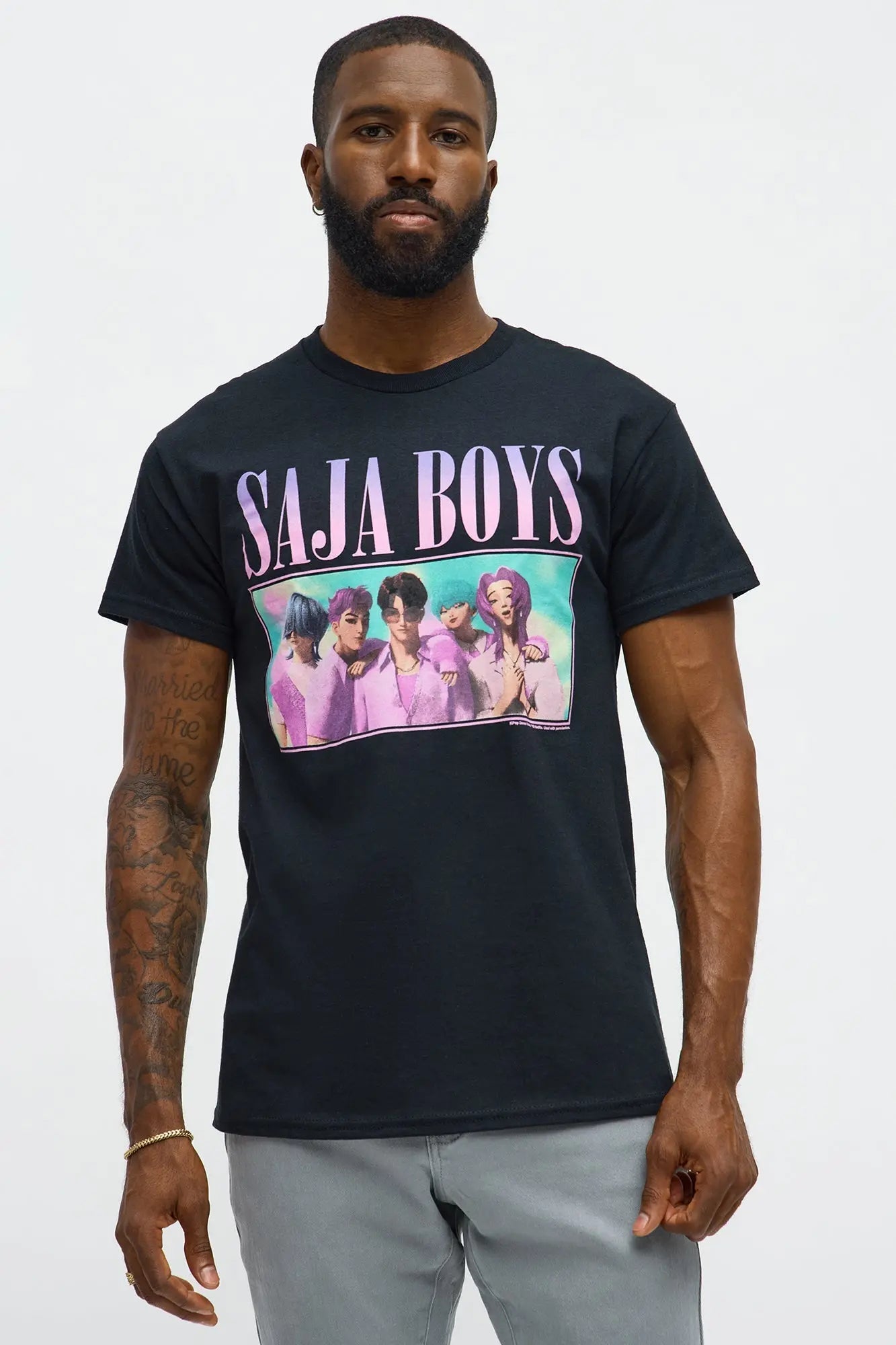 KPop Demon Hunters Saja Boys Short Sleeve Tee - Black