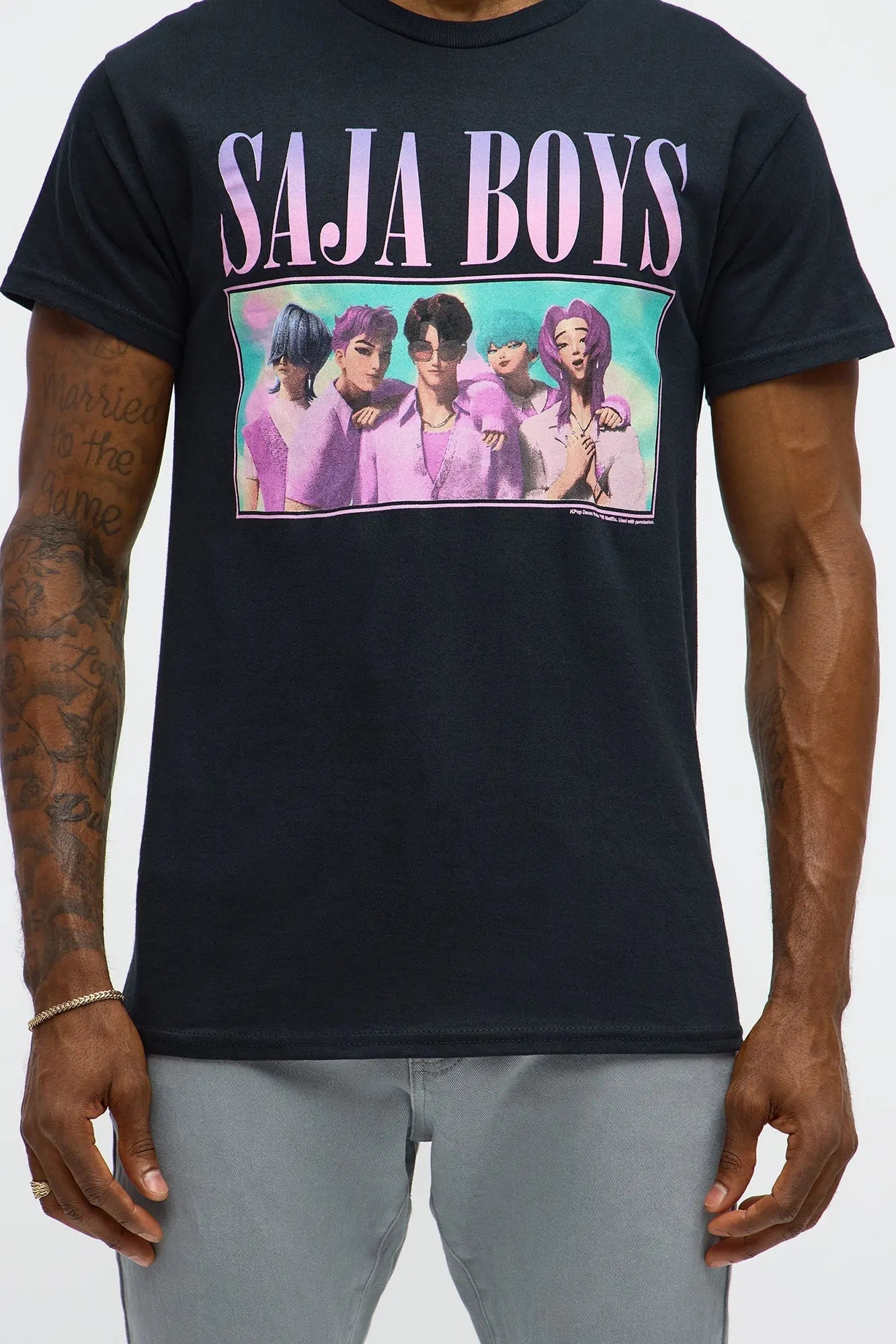 KPop Demon Hunters Saja Boys Short Sleeve Tee - Black