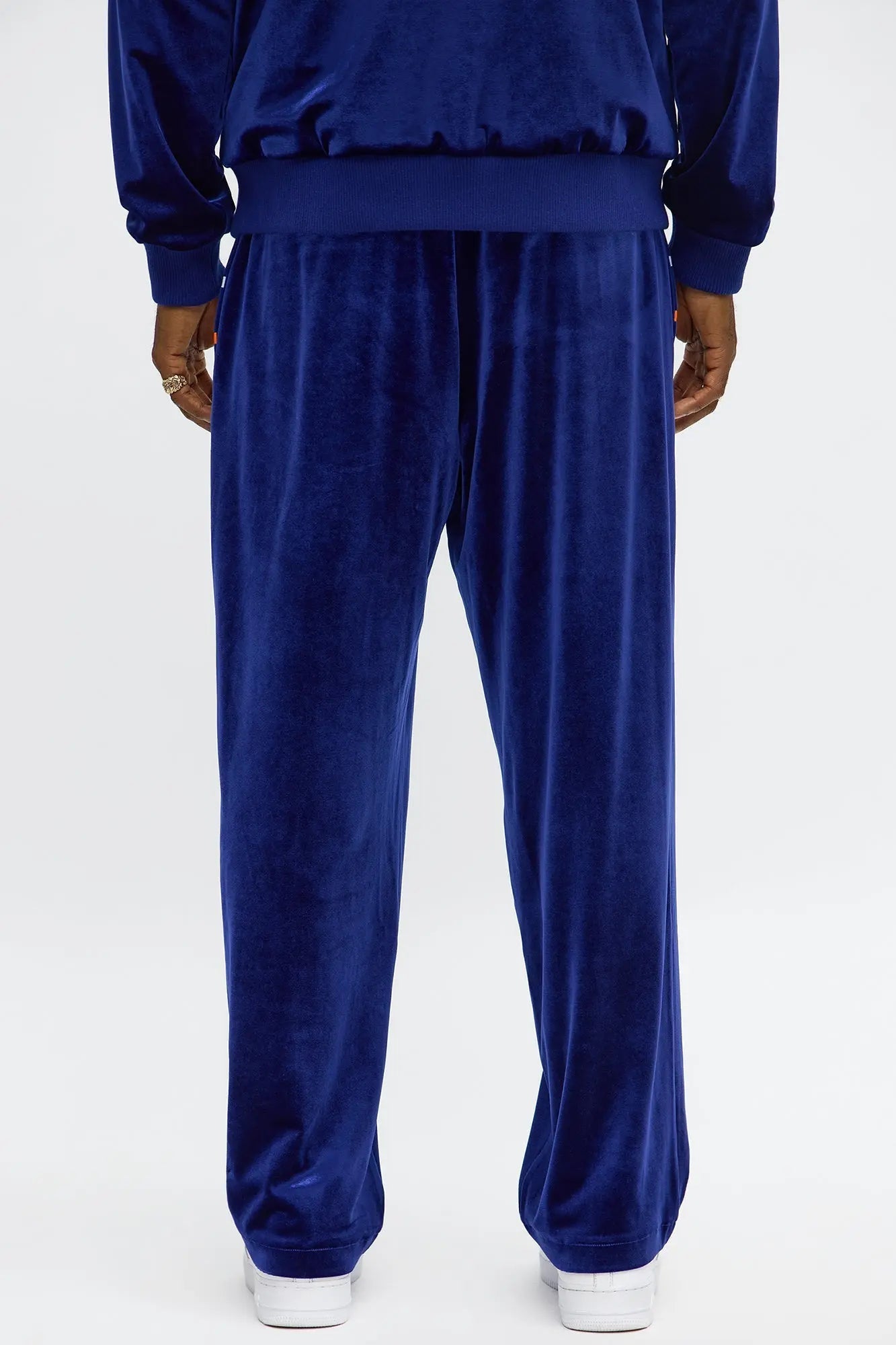 Velour Piped Courtside Straight Track Pant - Navy