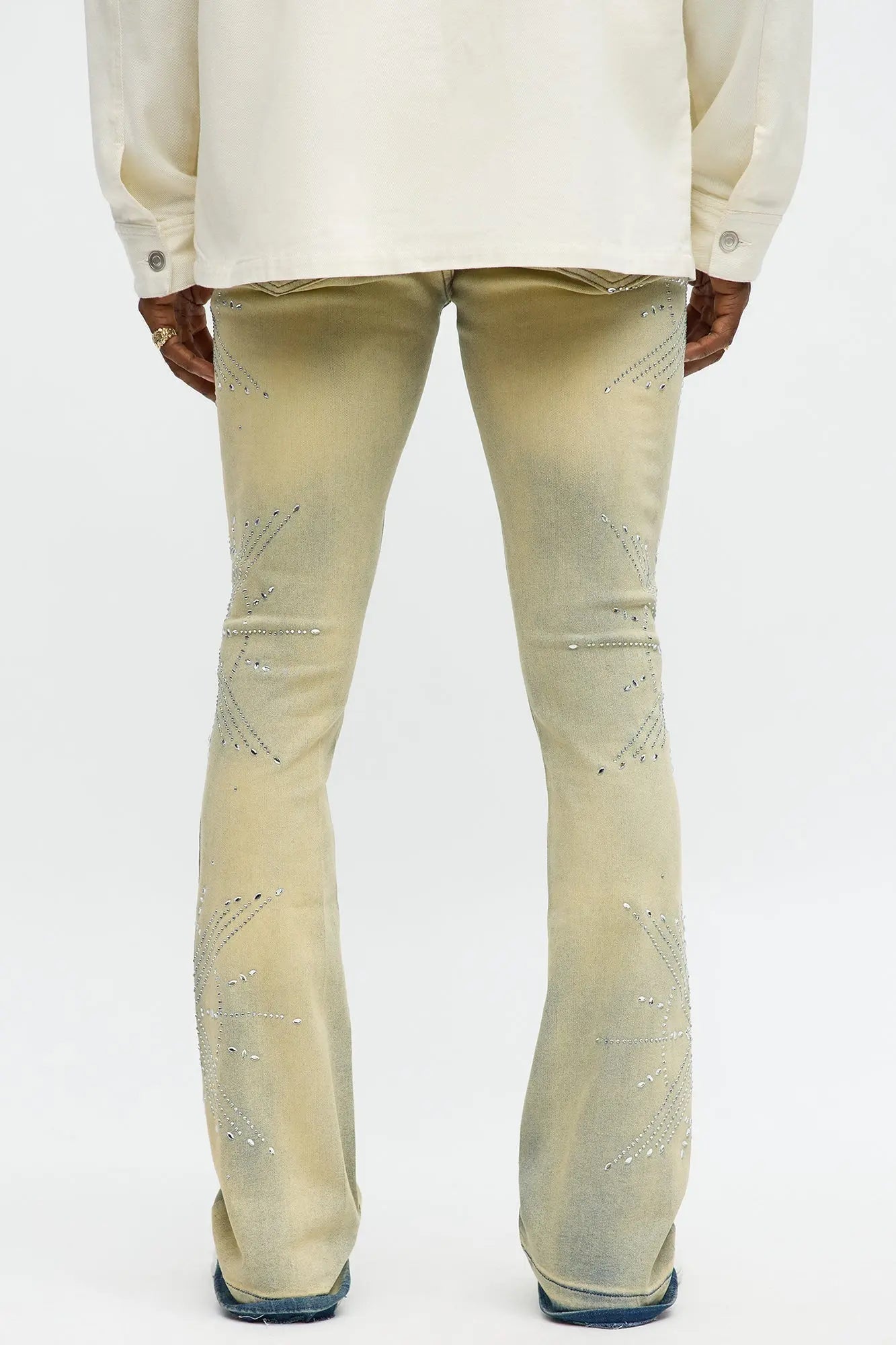 Stacked Skinny Flare Within Star Jeweled Jean - Vintage Wash