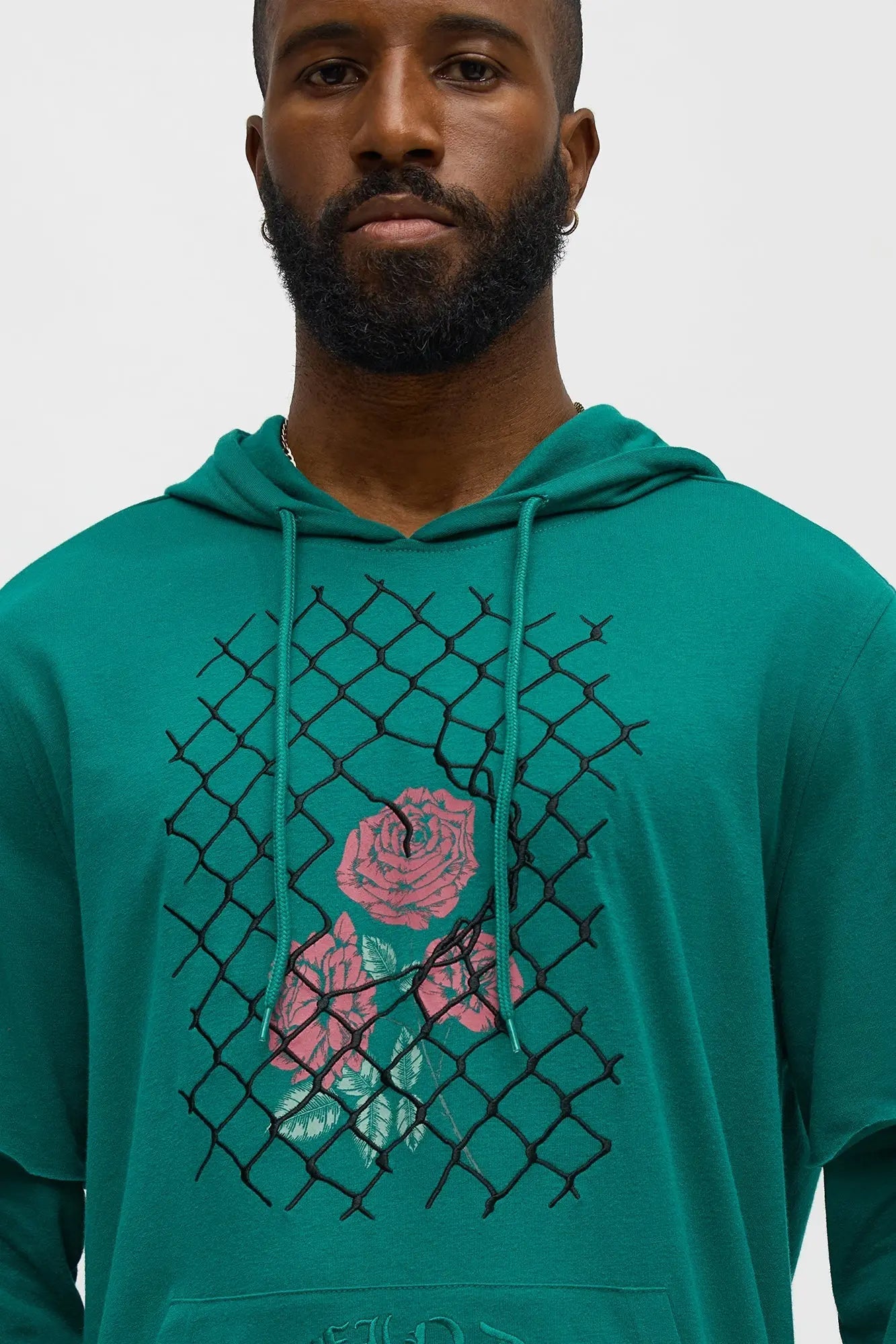 Graphic Hooded Twofer Shirt - Green
