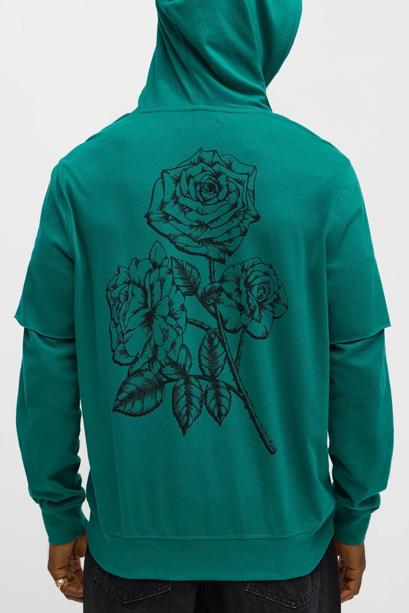 Graphic Hooded Twofer Shirt - Green