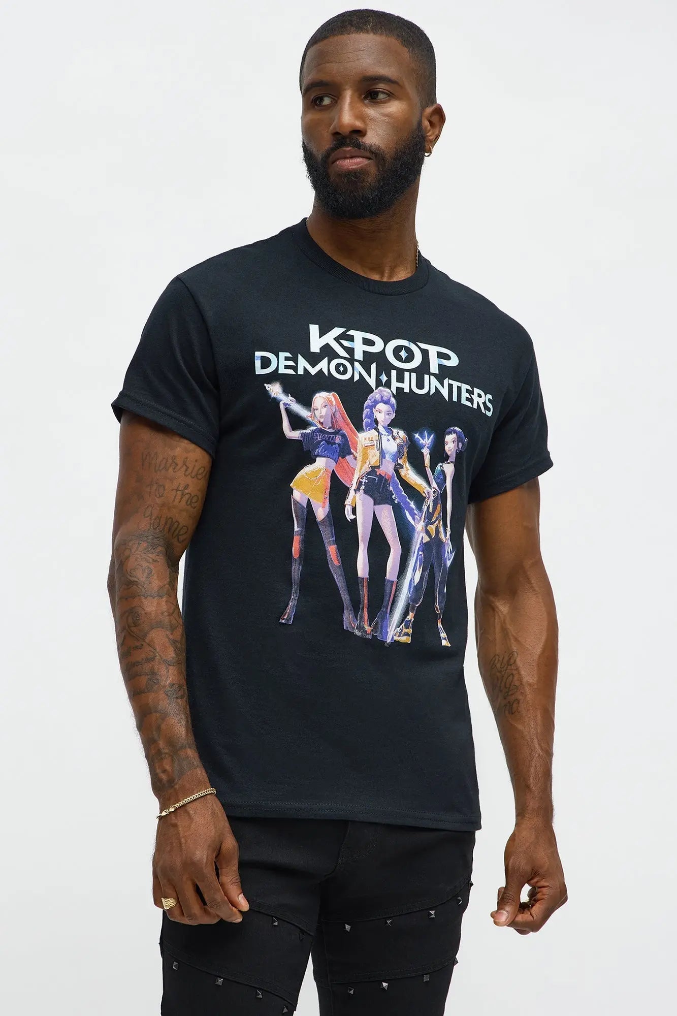 KPop Demon Hunters HUNTR Short Sleeve Tee - Black