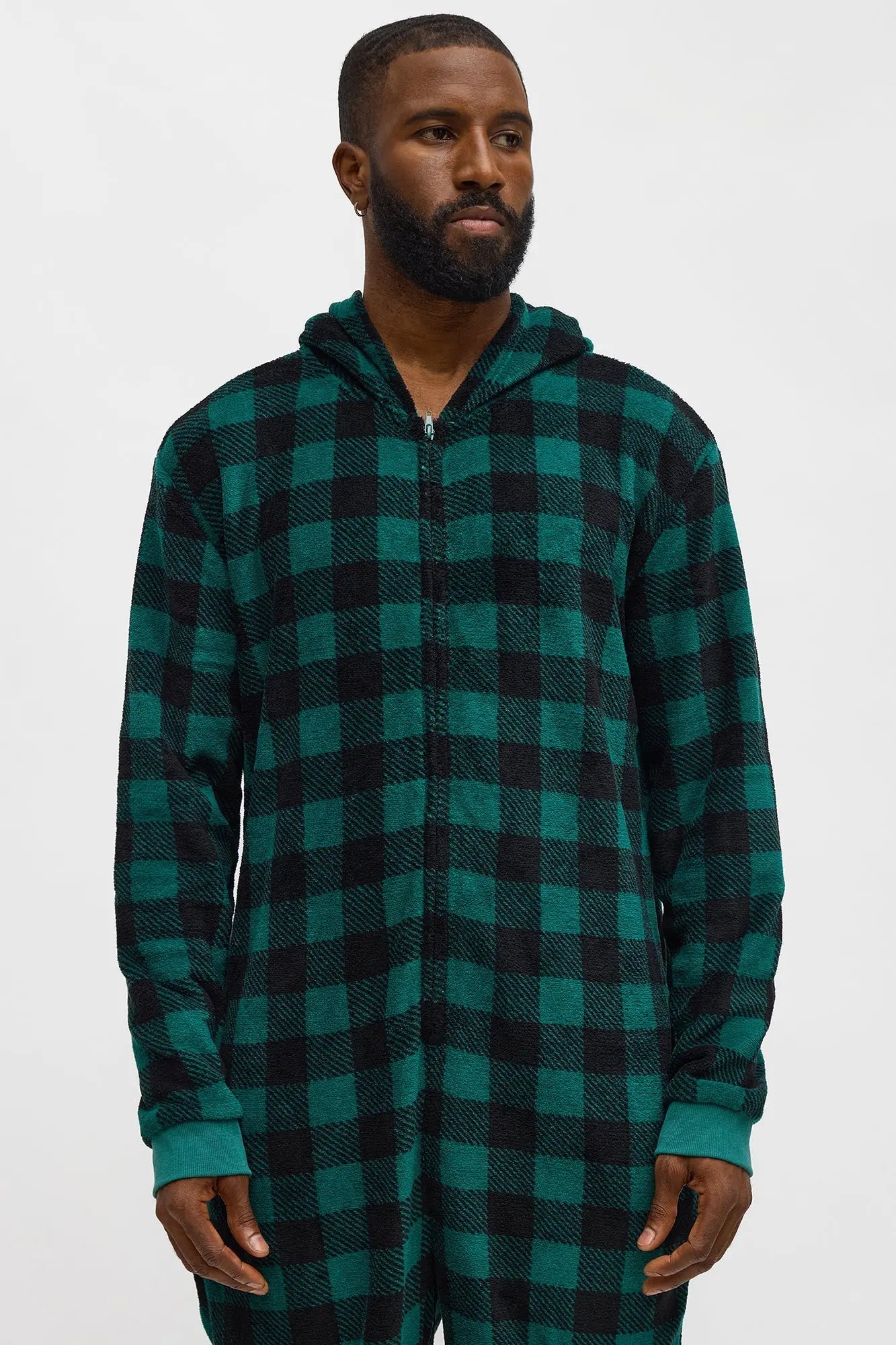 Always Cozy Holiday PJ Onesie - Black/Green