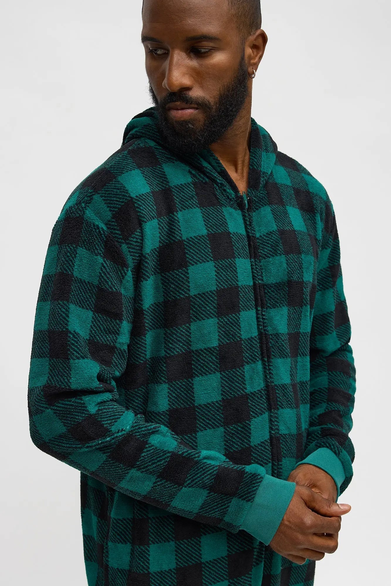 Always Cozy Holiday PJ Onesie - Black/Green