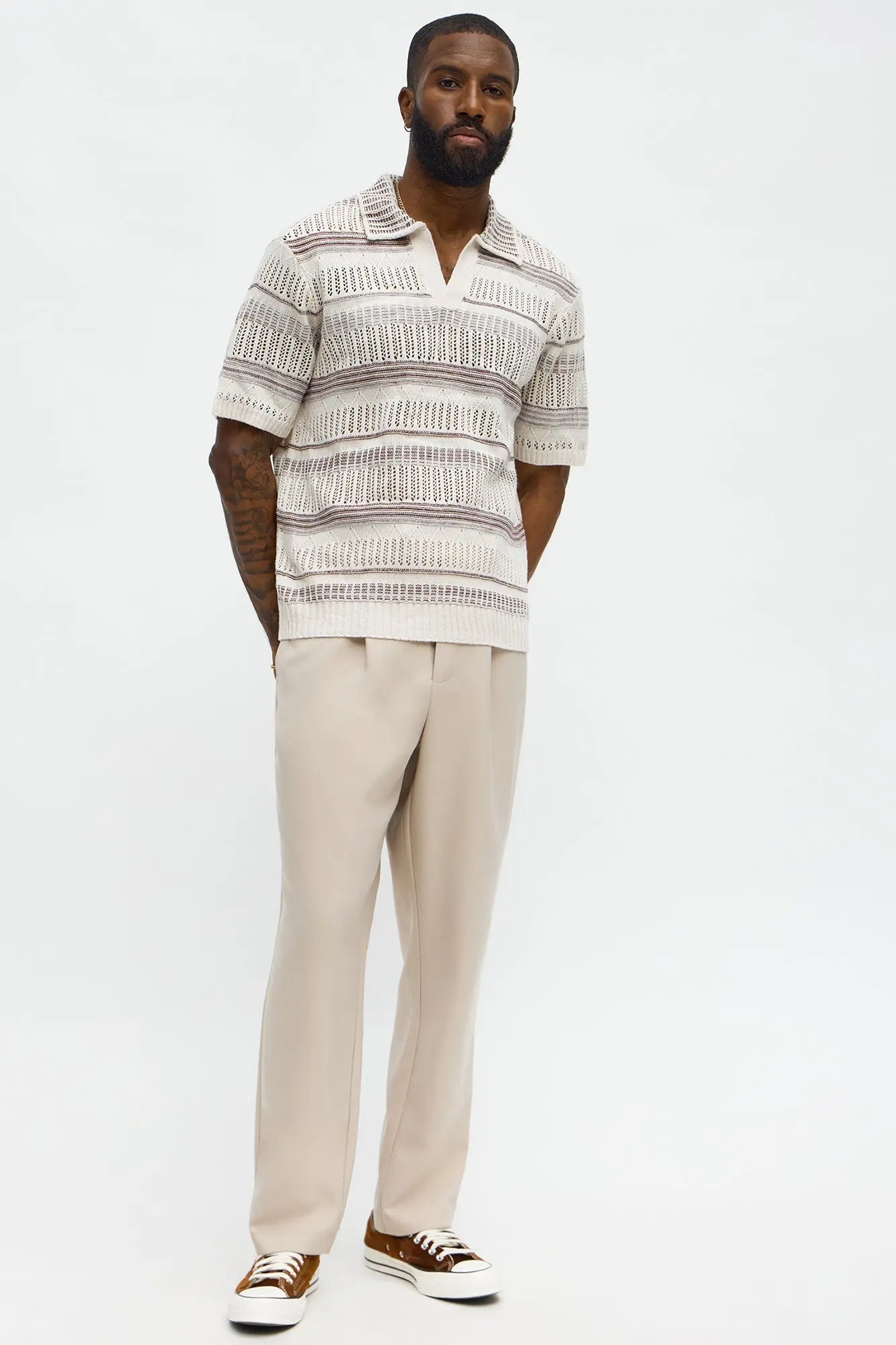 Sunny Day Open Knit Jonny Collar Polo - Multi Color
