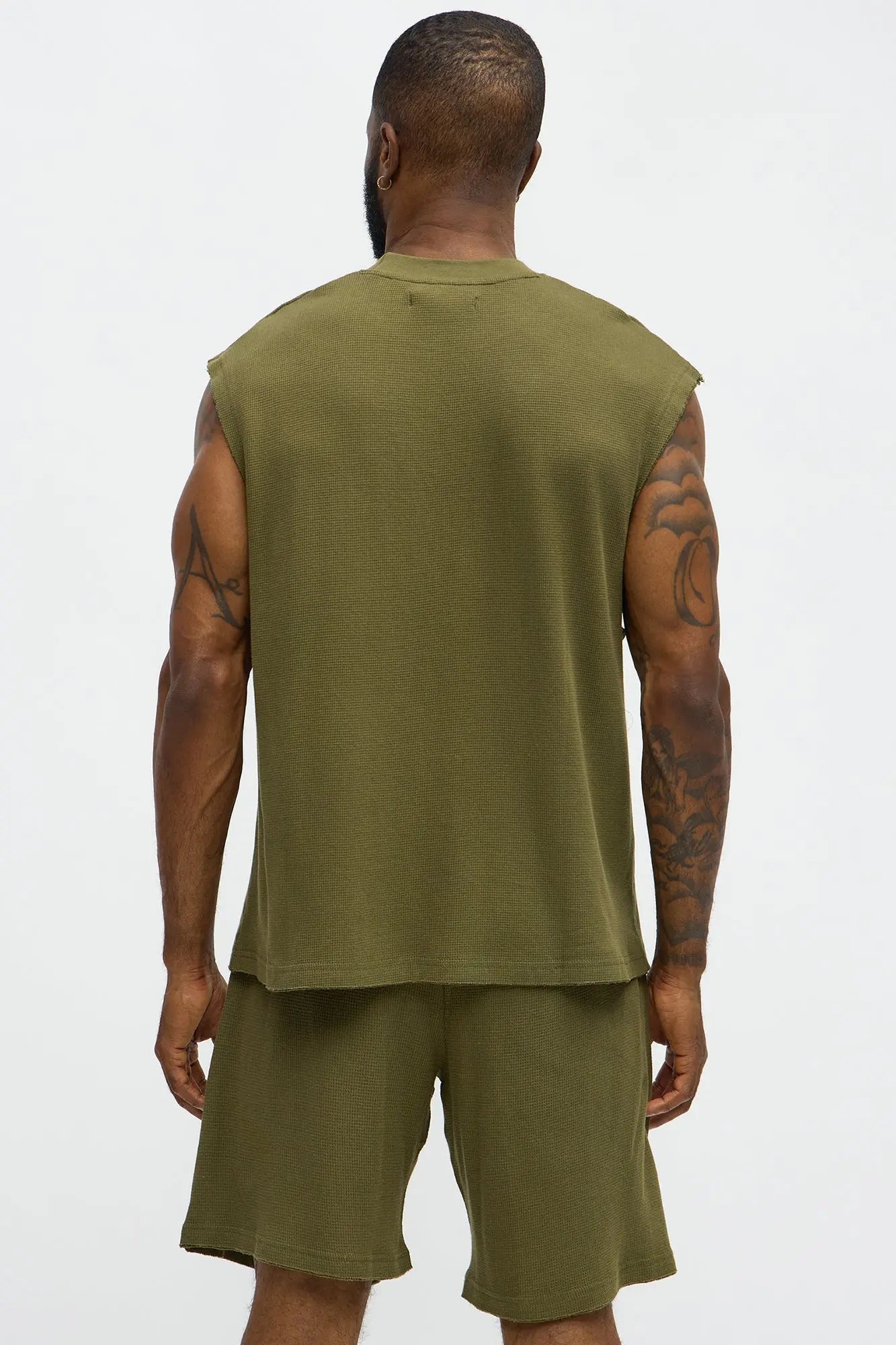 Waffle Texture Matching Lounge Set - Olive