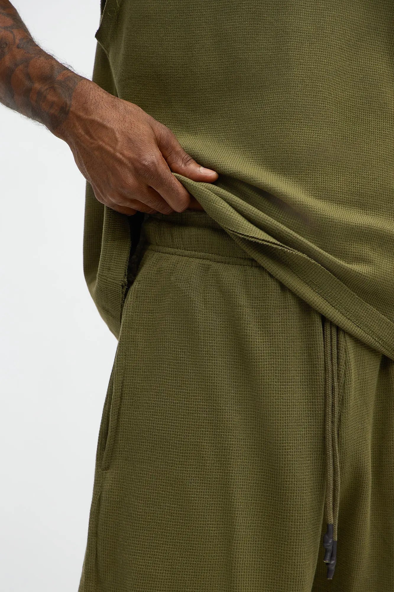 Waffle Texture Matching Lounge Set - Olive