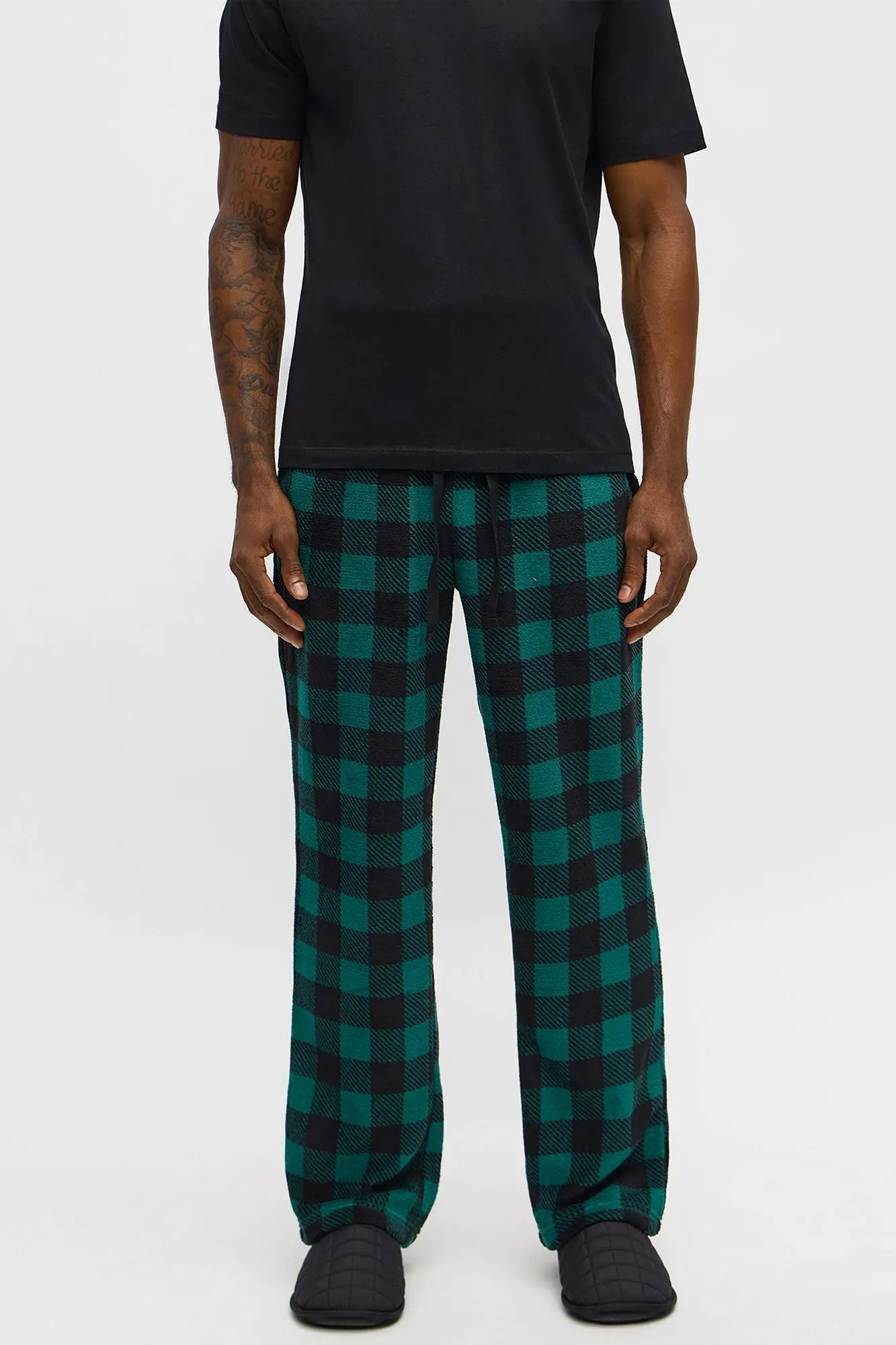 Always Cozy Holiday Lounge Pants - Black/Green