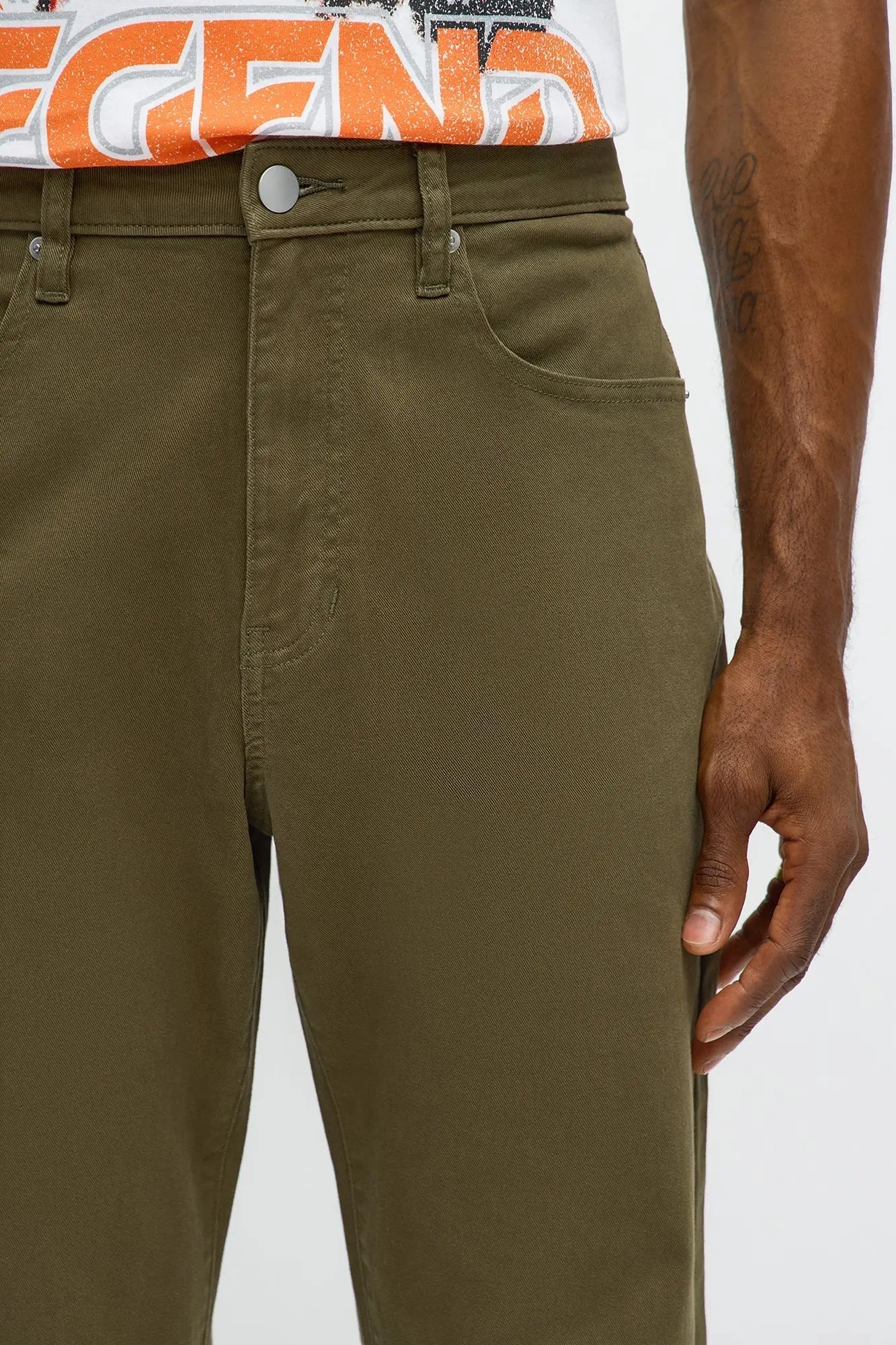 Mac Chino Stacked Slim Flare Pants - Olive