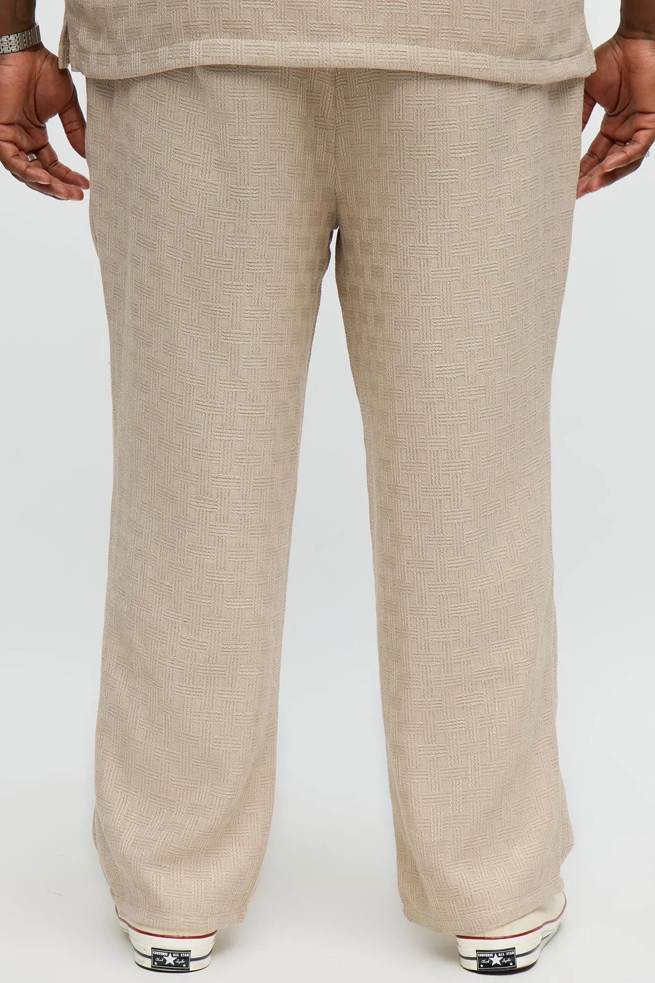 Straight Crosshatch Textured Pant - Taupe