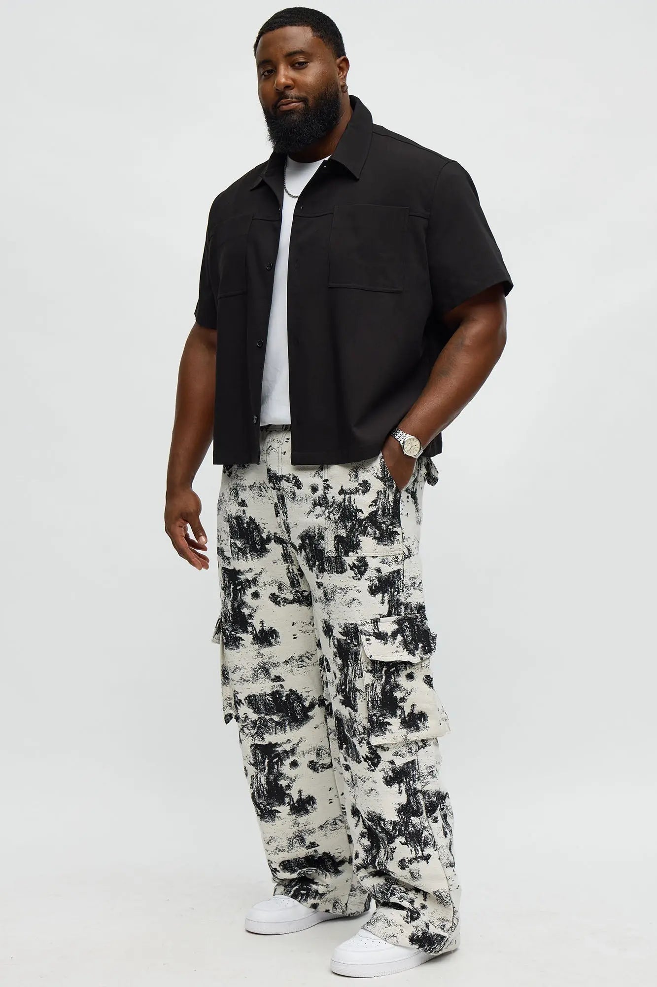 Baggy Tropic Threads Tapestry Pants - Black/White
