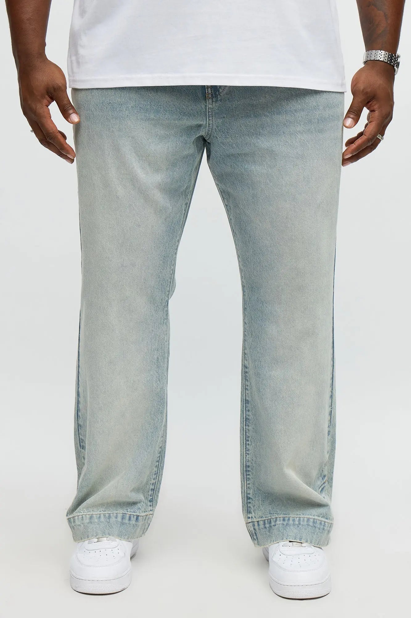 Straight Flare Snapped In Jean - Vintage Blue Wash