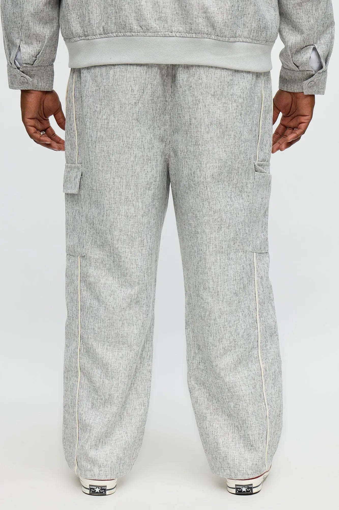 Straight Tweed Textured Cargo Pant - Grey/combo